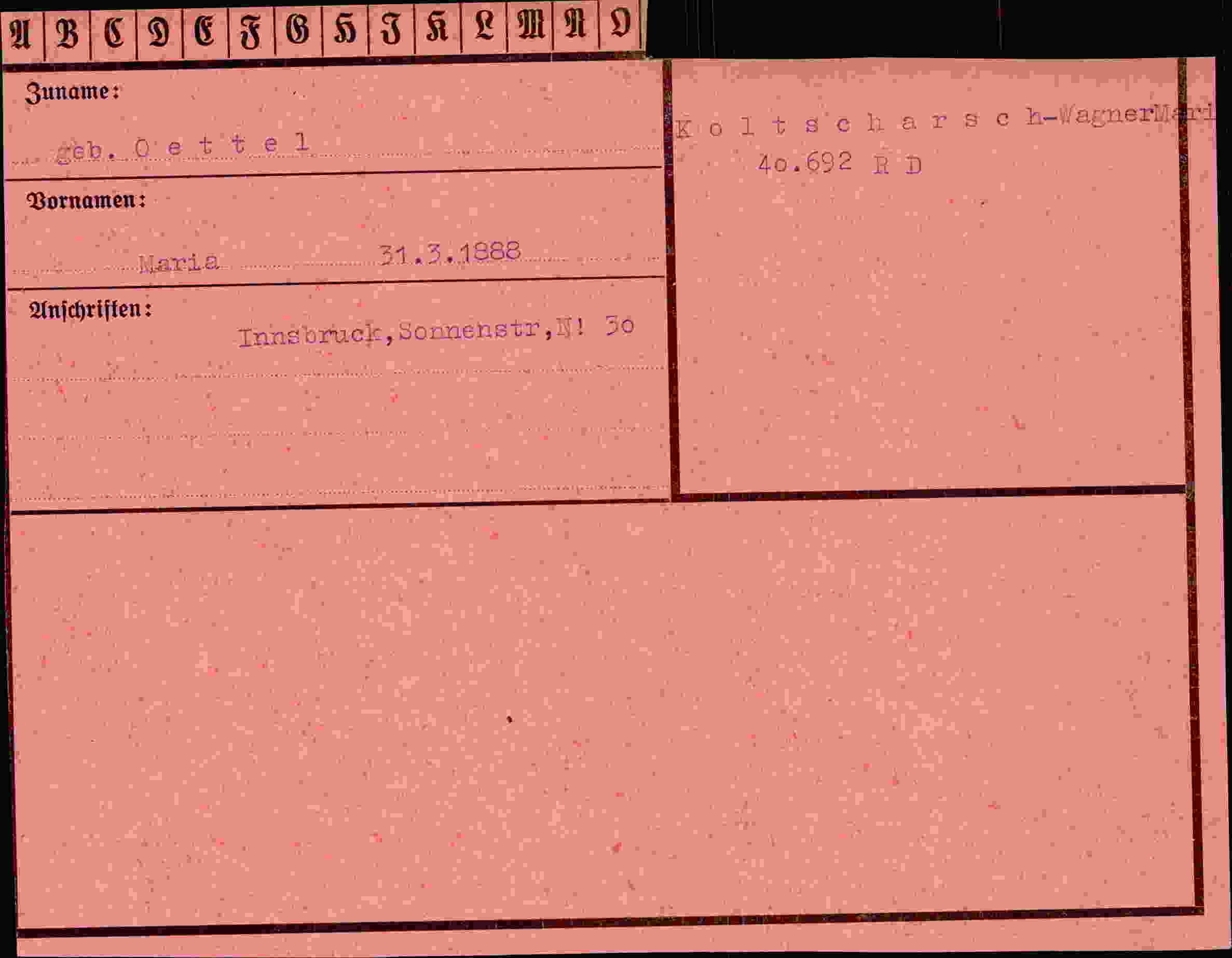Vorderseite des Dokuments