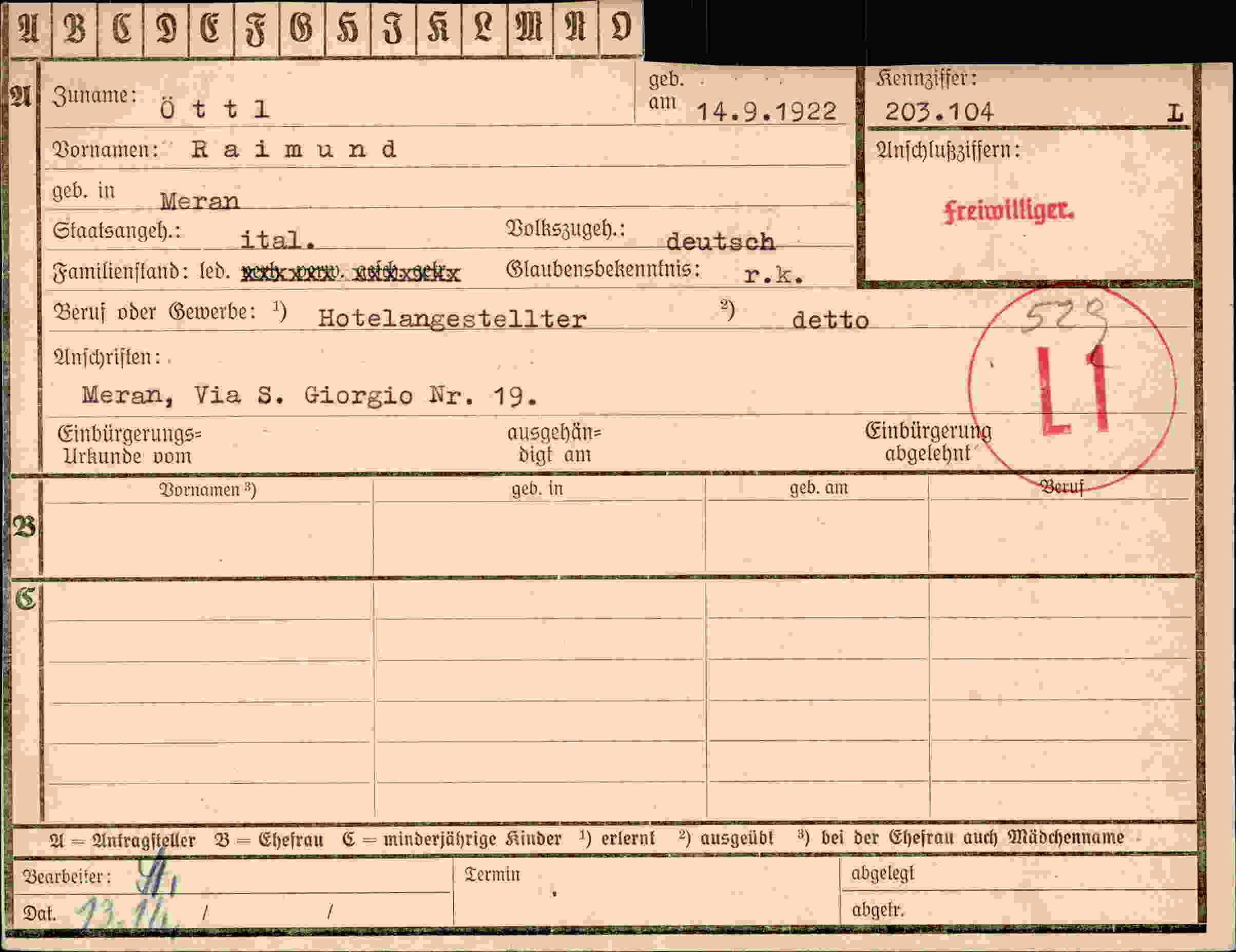 Vorderseite des Dokuments
