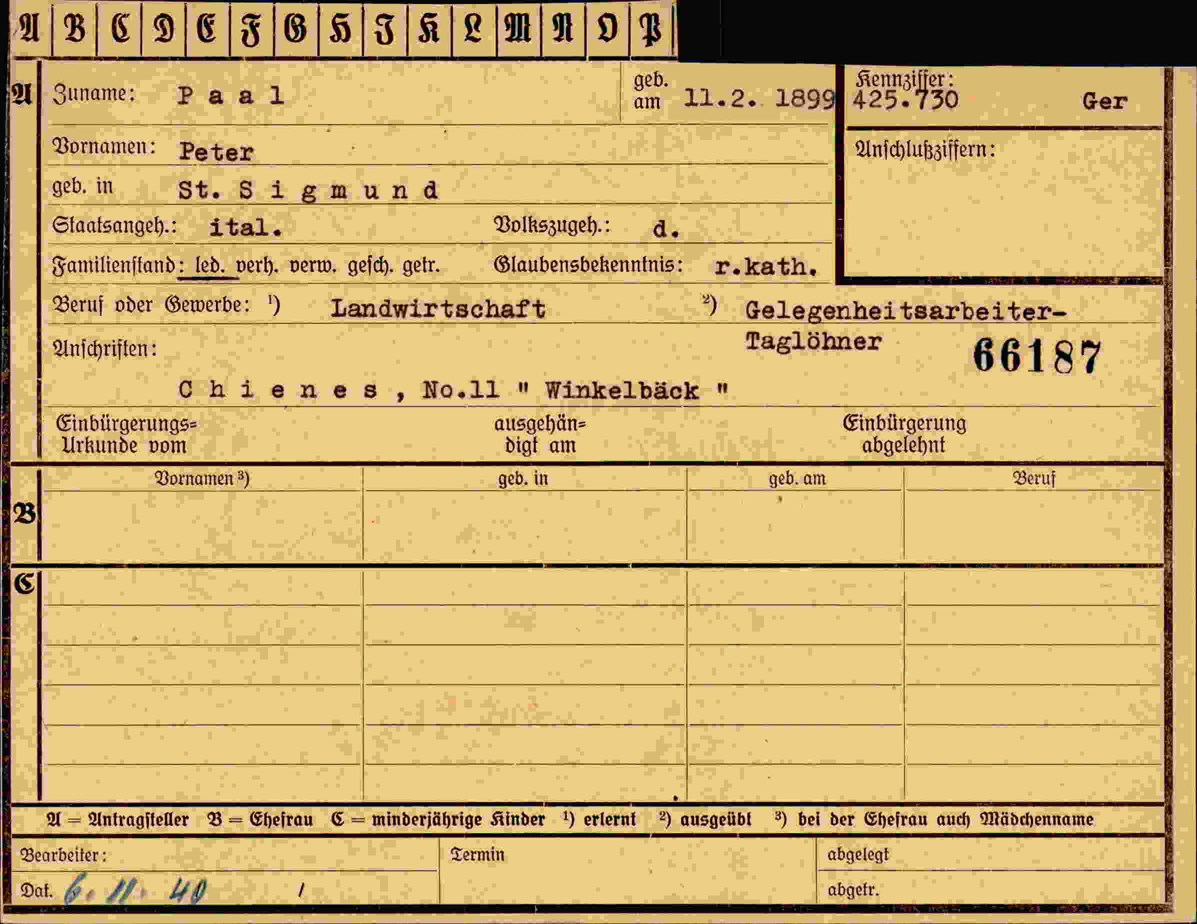 Dokument für Peter Paal