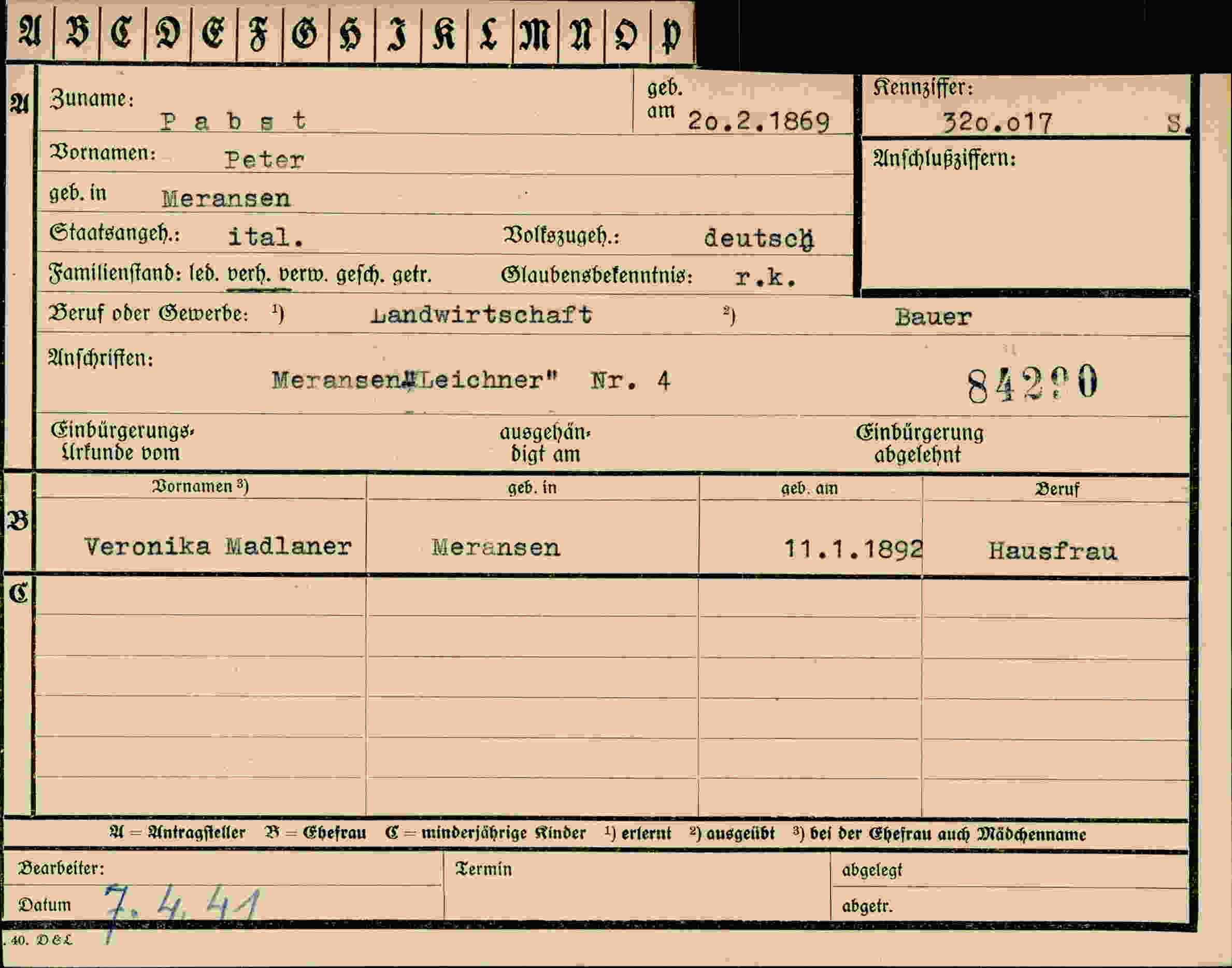 Dokument für Peter Pabst