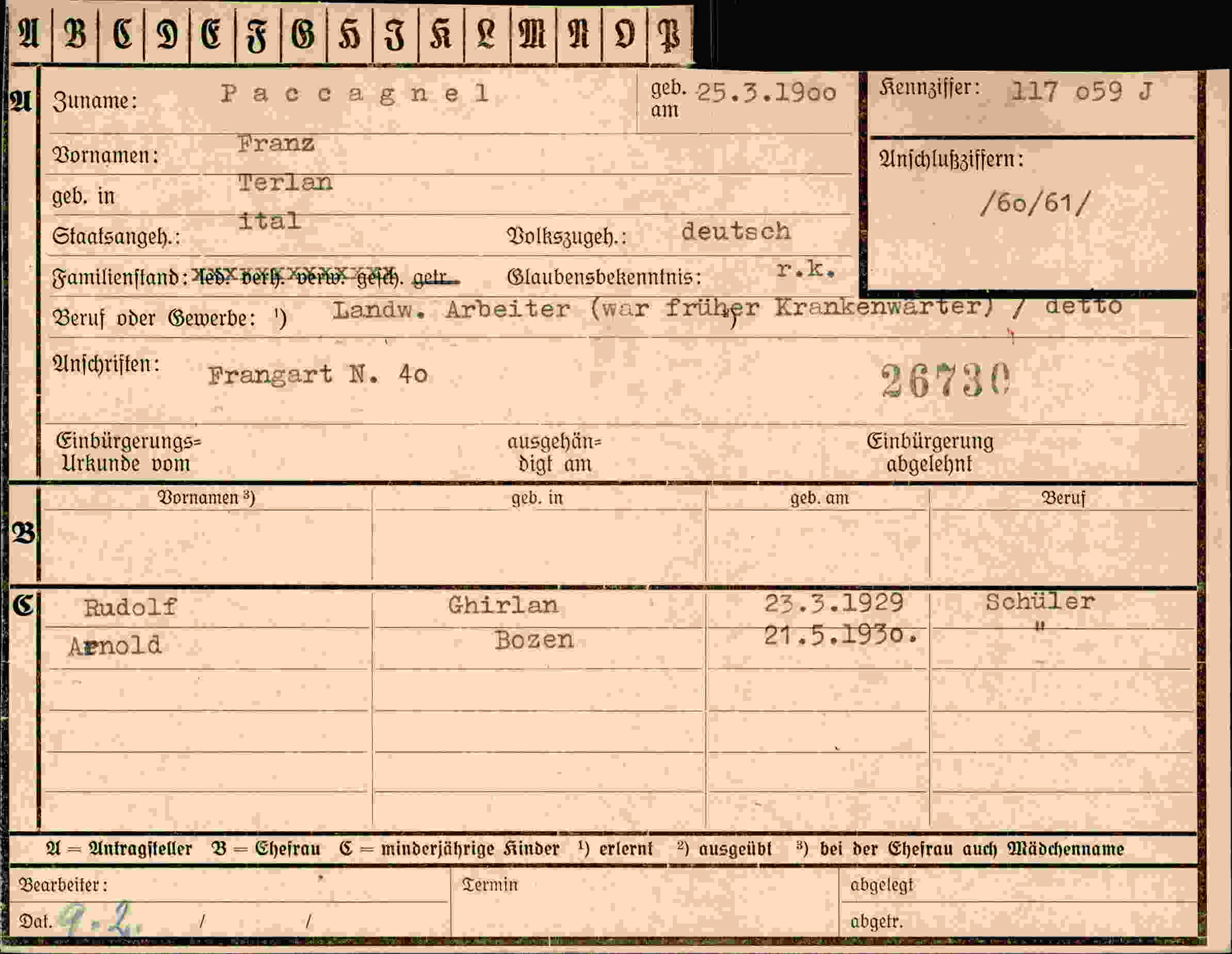 Dokument für Franz Paccagnel