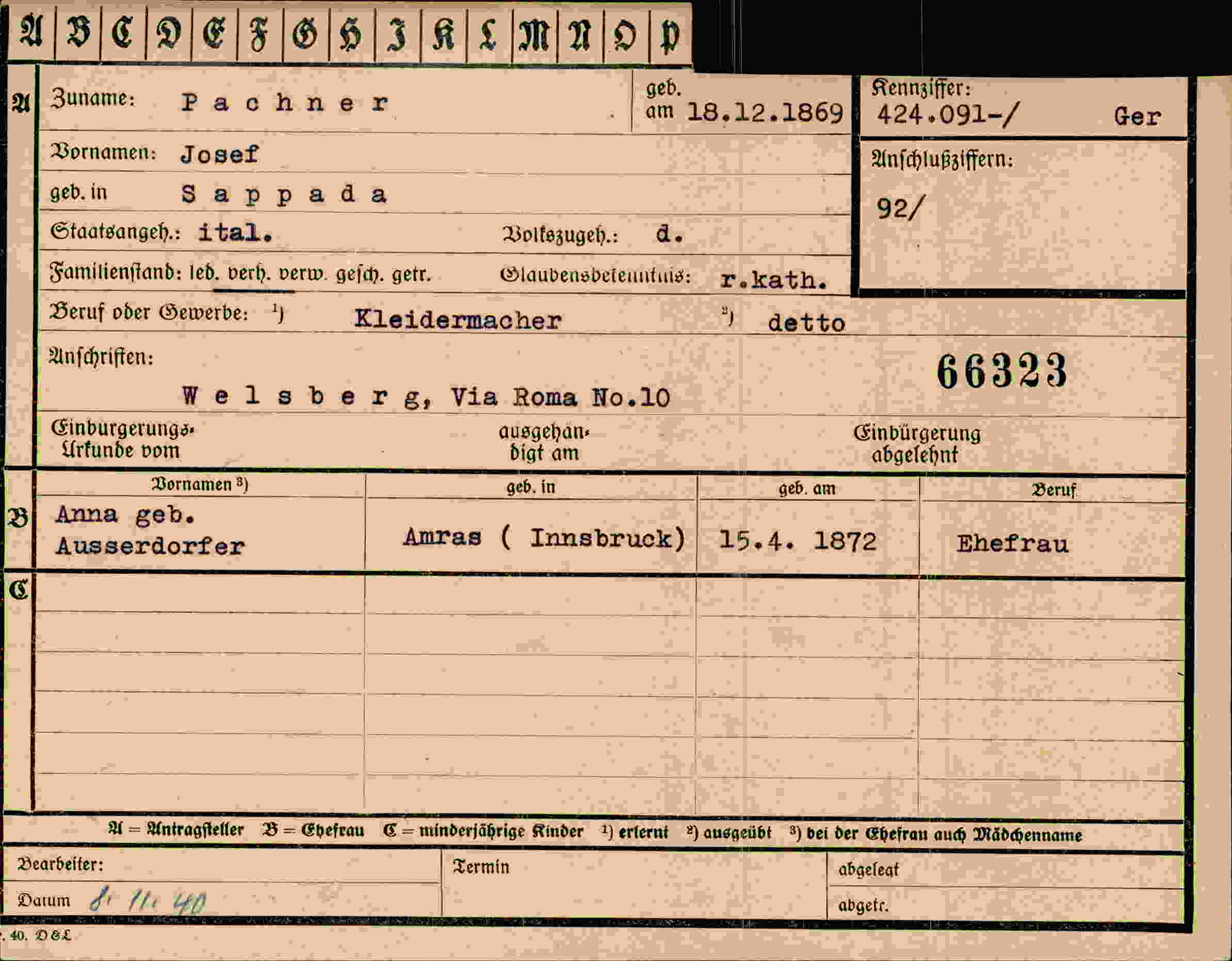Dokument für Josef Pachner