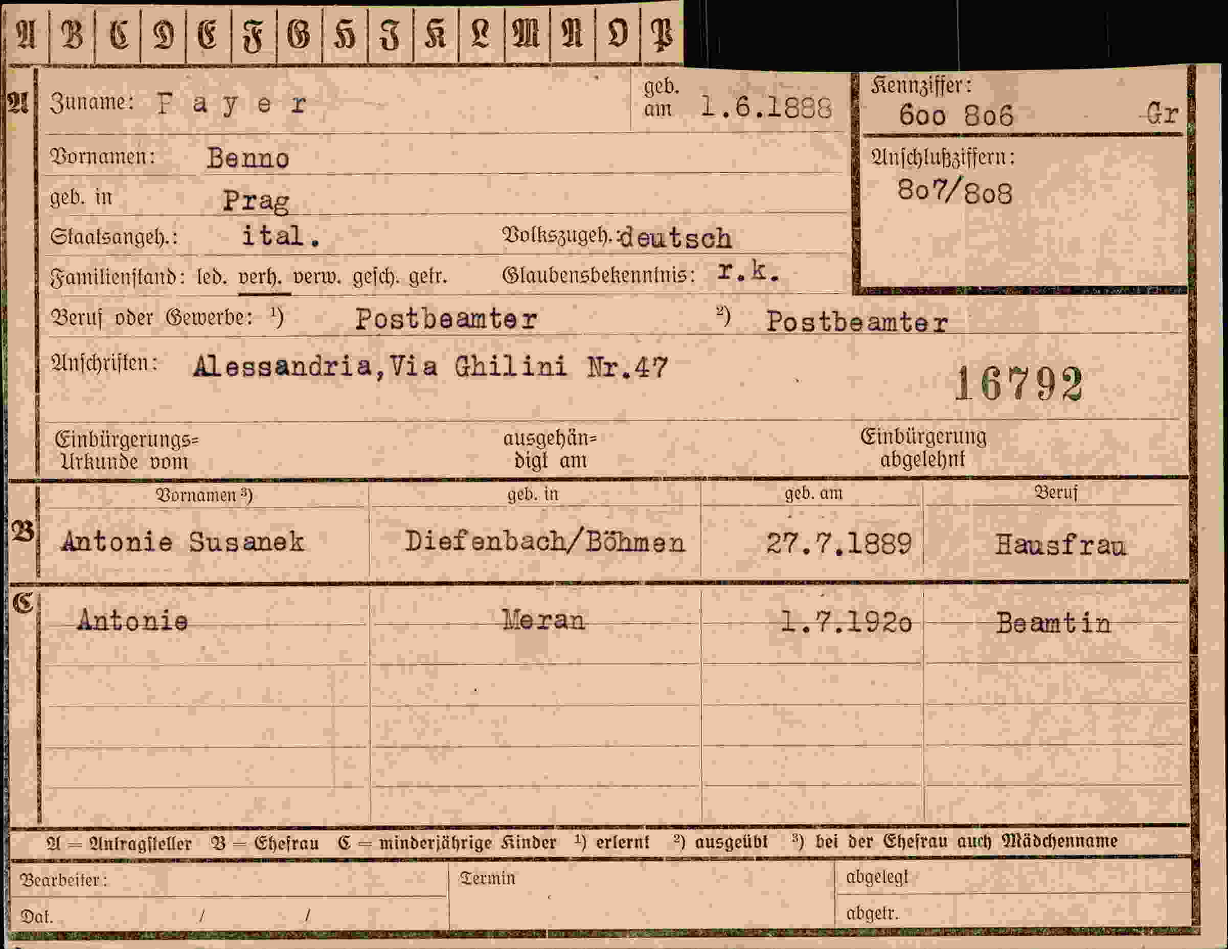 Vorderseite des Dokuments