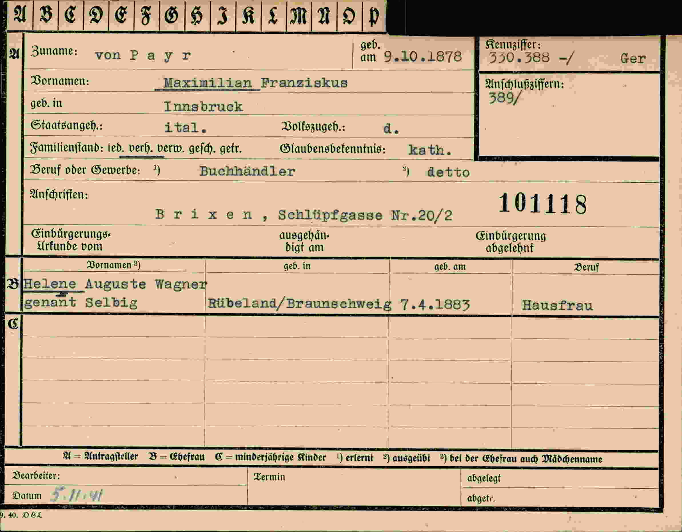 Dokument für Maximilian von Payr