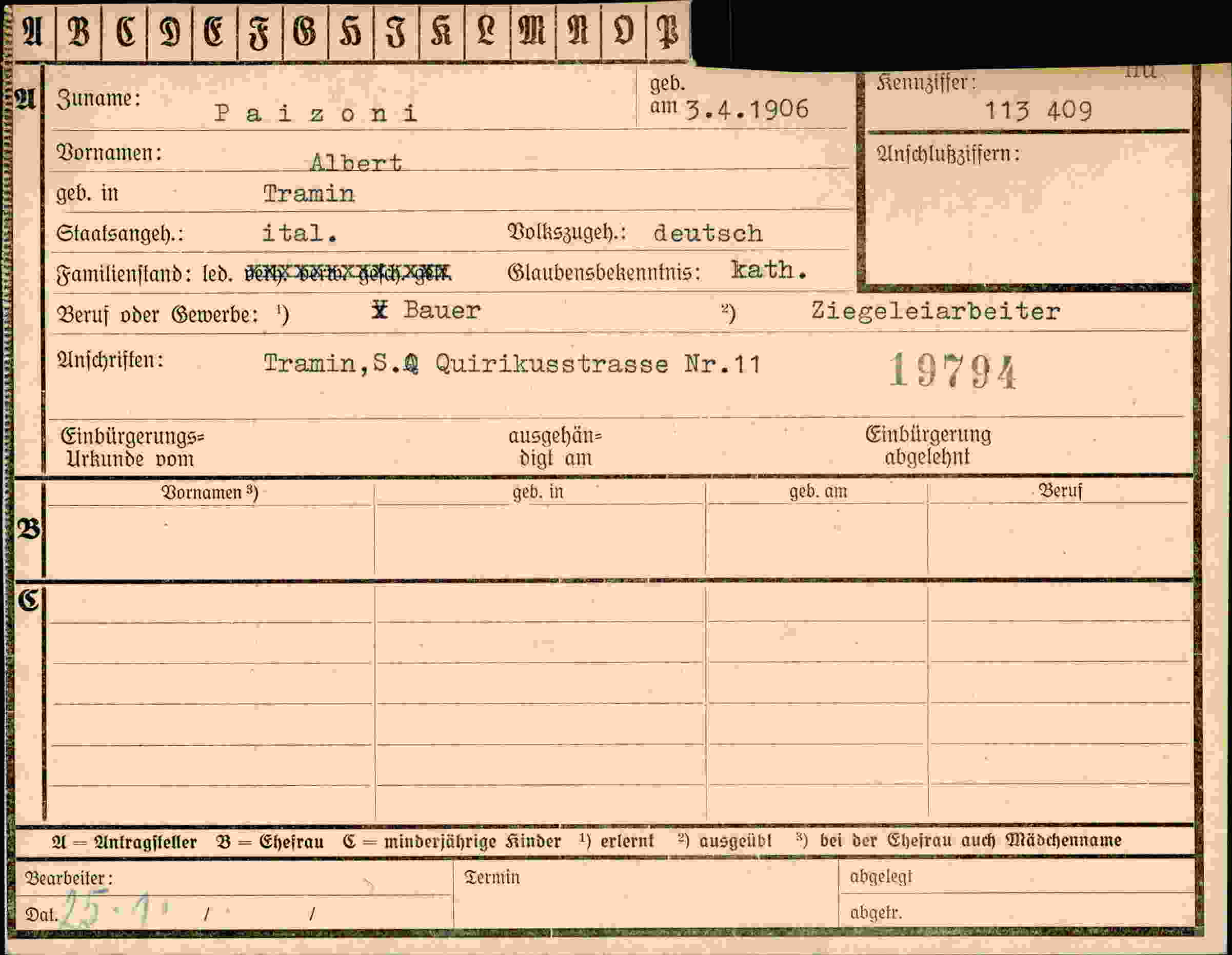 Dokument für Albert Paizoni
