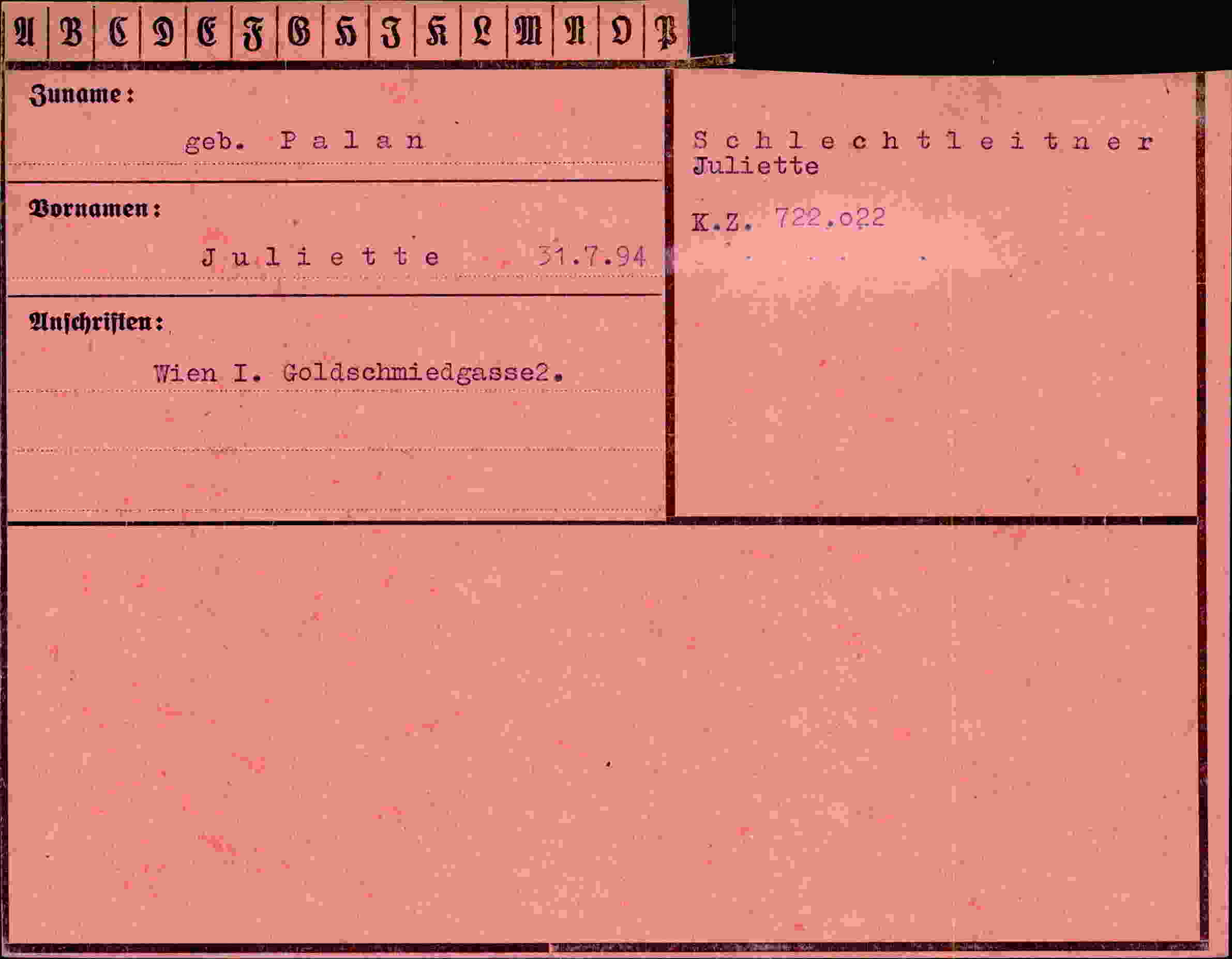 Dokument für Juliette Palan
