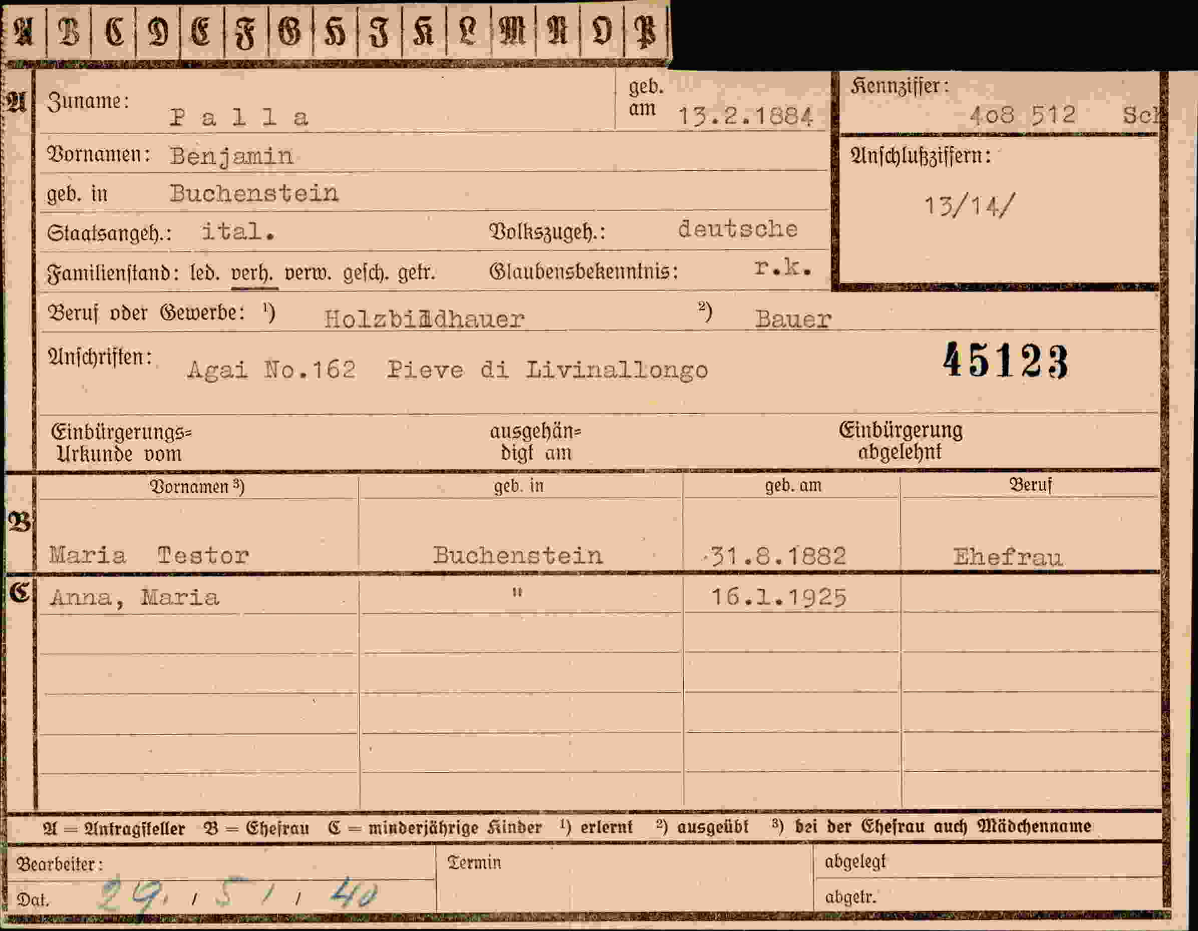 Dokument für Benjamin Palla