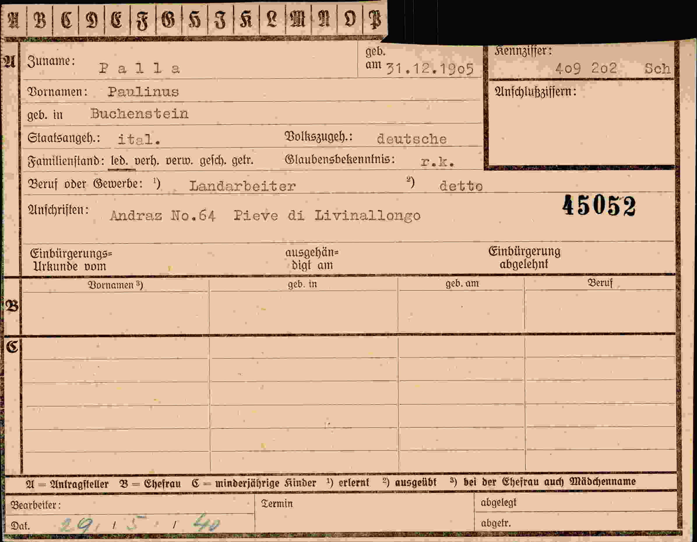 Dokument für Paulinus Palla