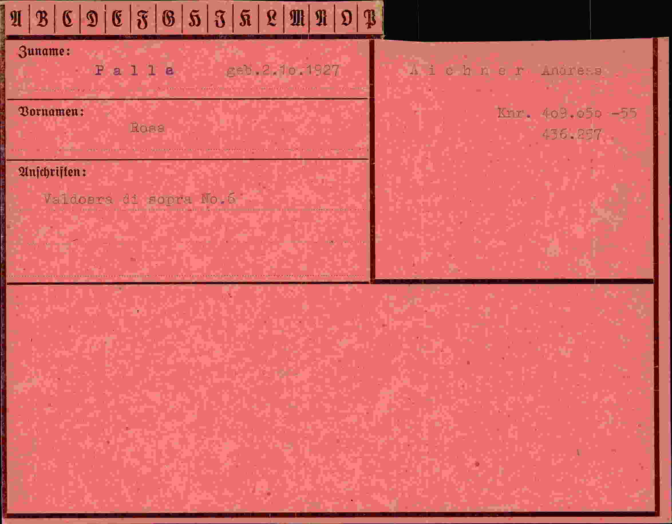 Dokument für Rosa Palla