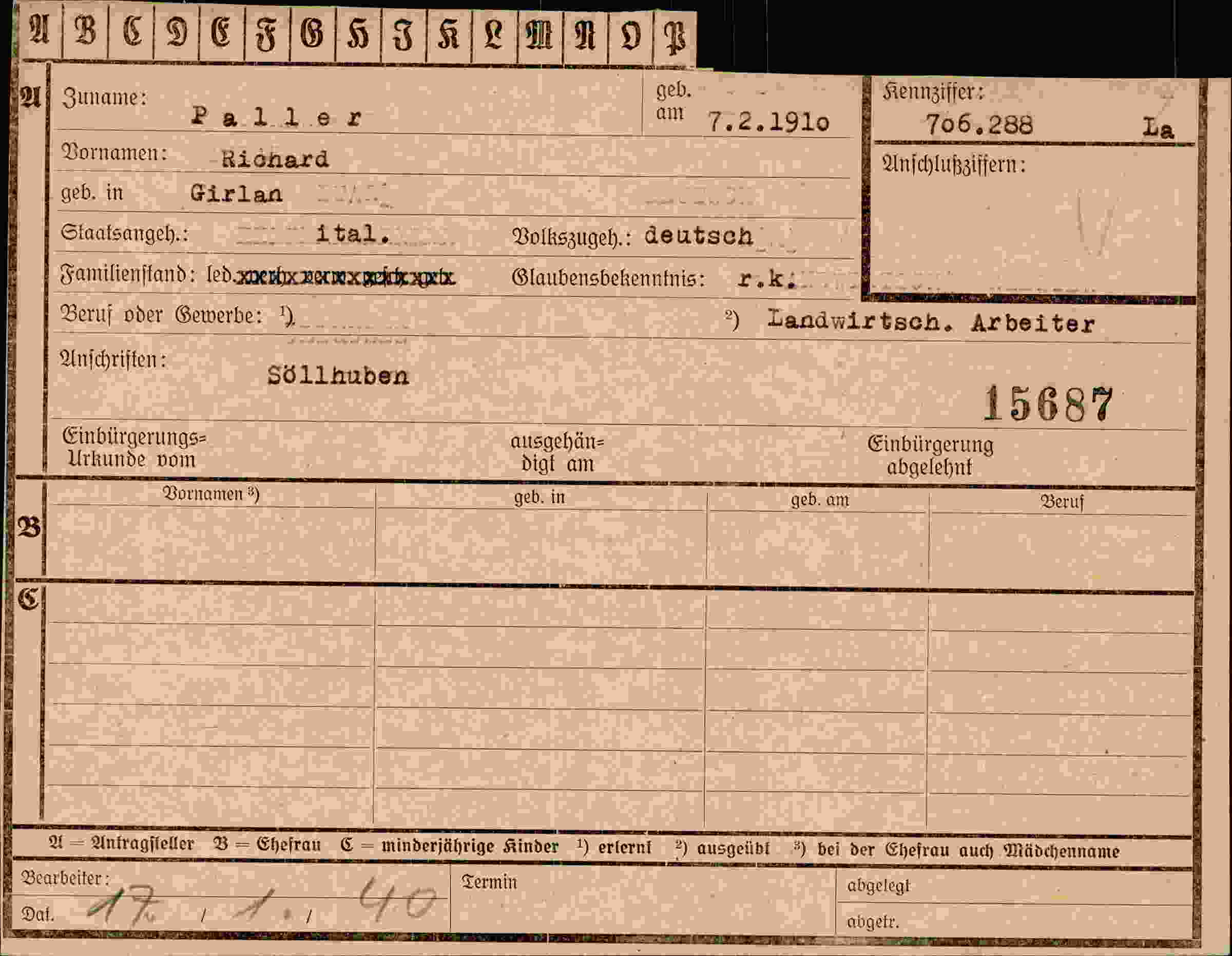 Vorderseite des Dokuments