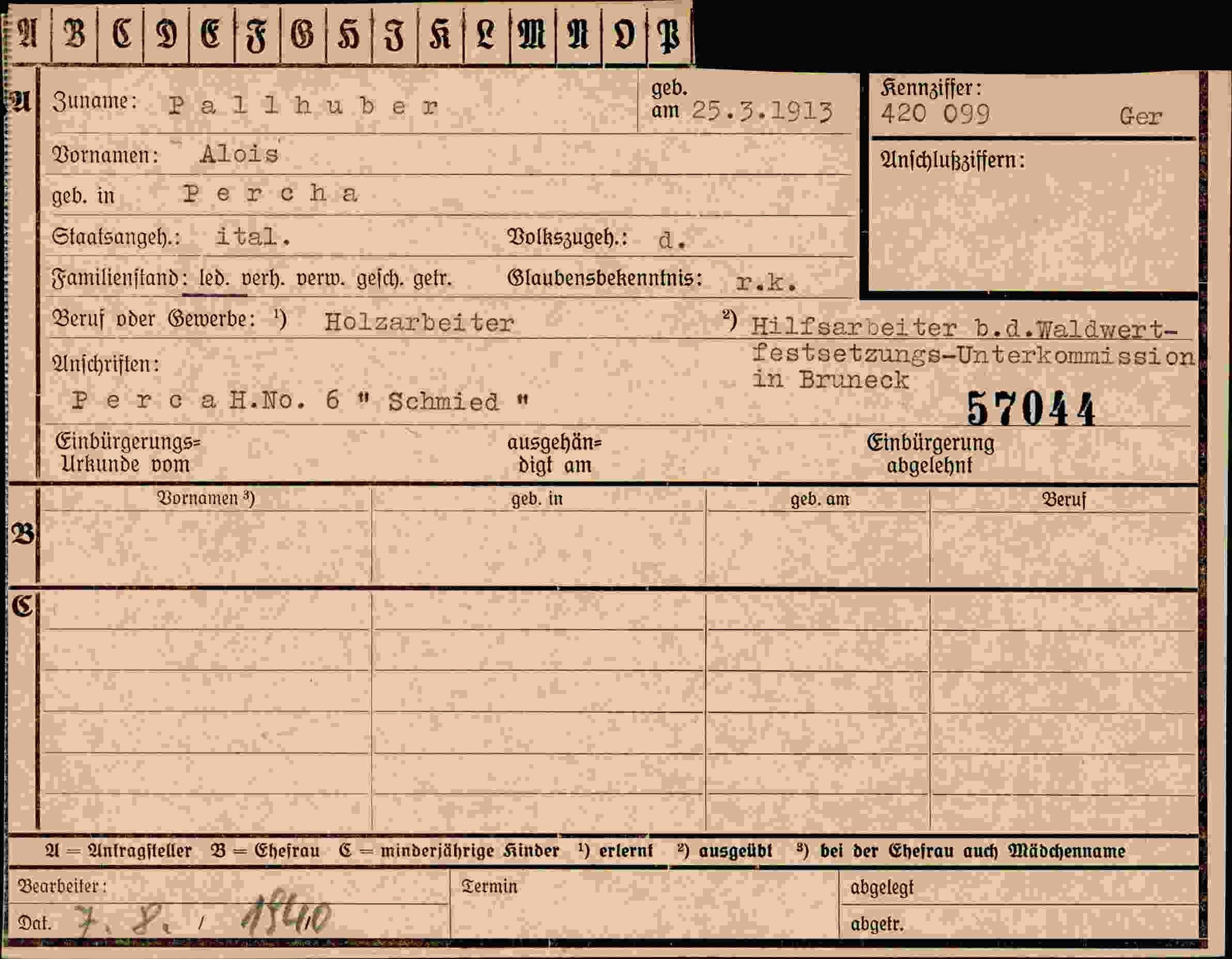 Dokument für Alois Pallhuber