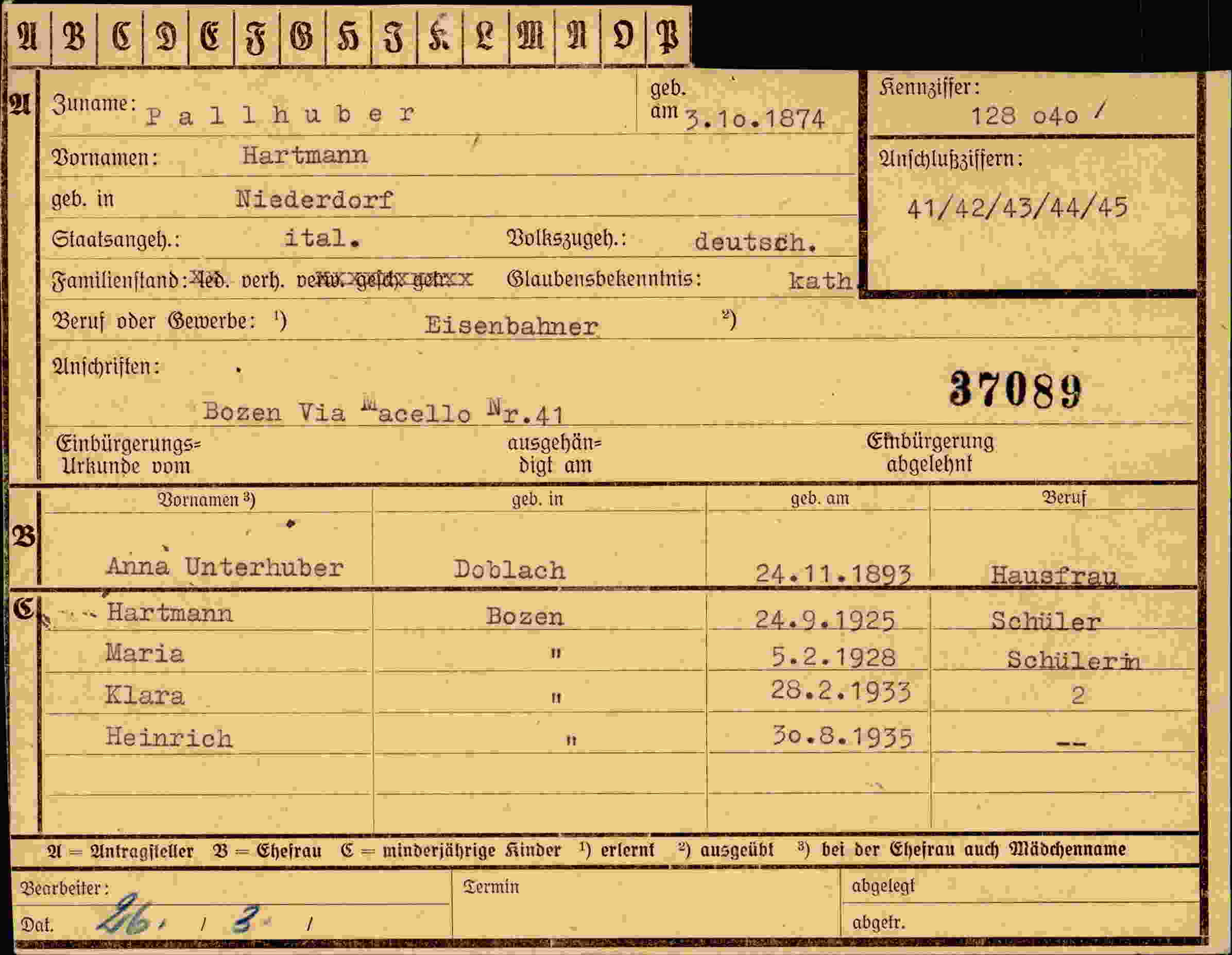 Dokument für Hartmann Pallhuber