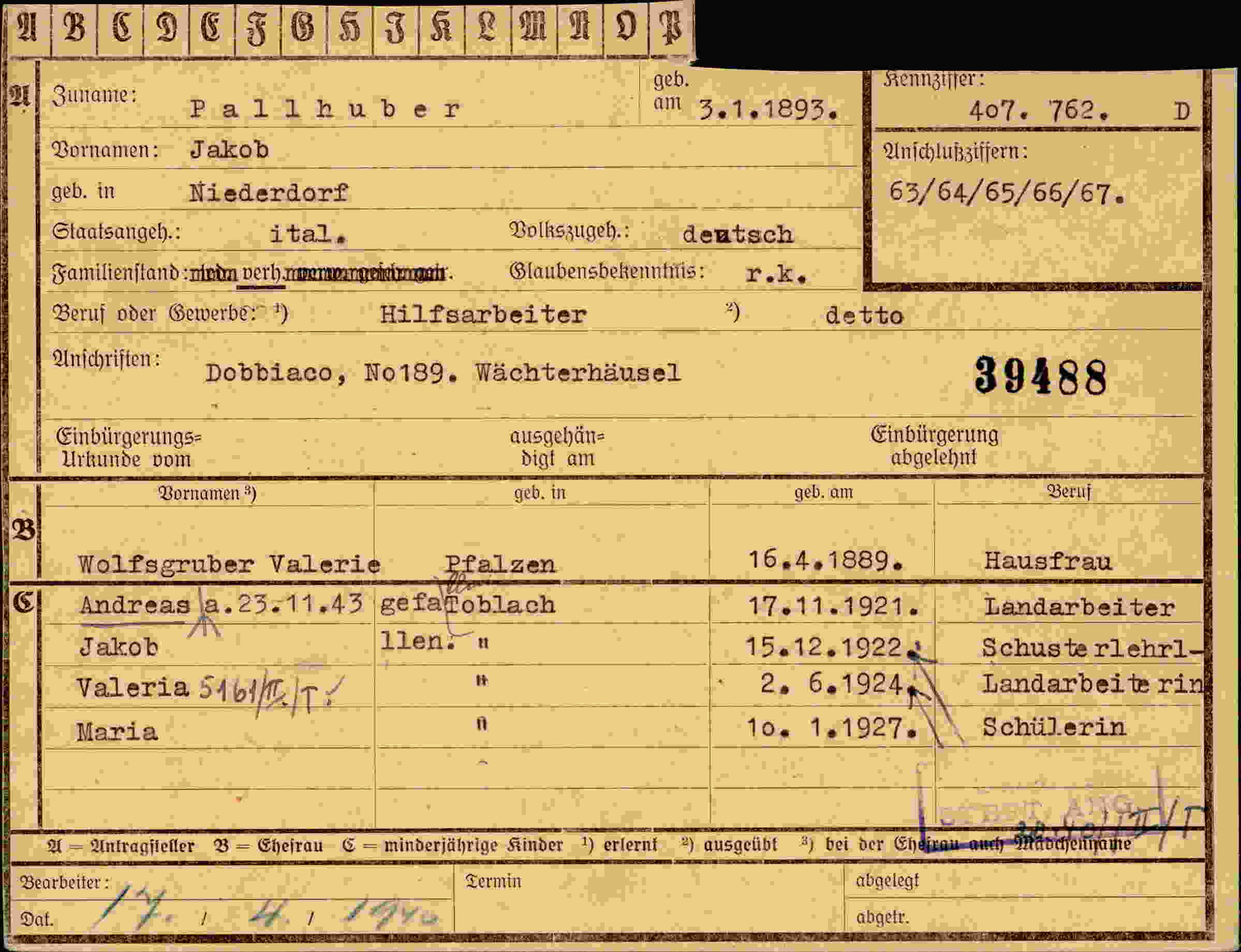 Dokument für Jakob Pallhuber
