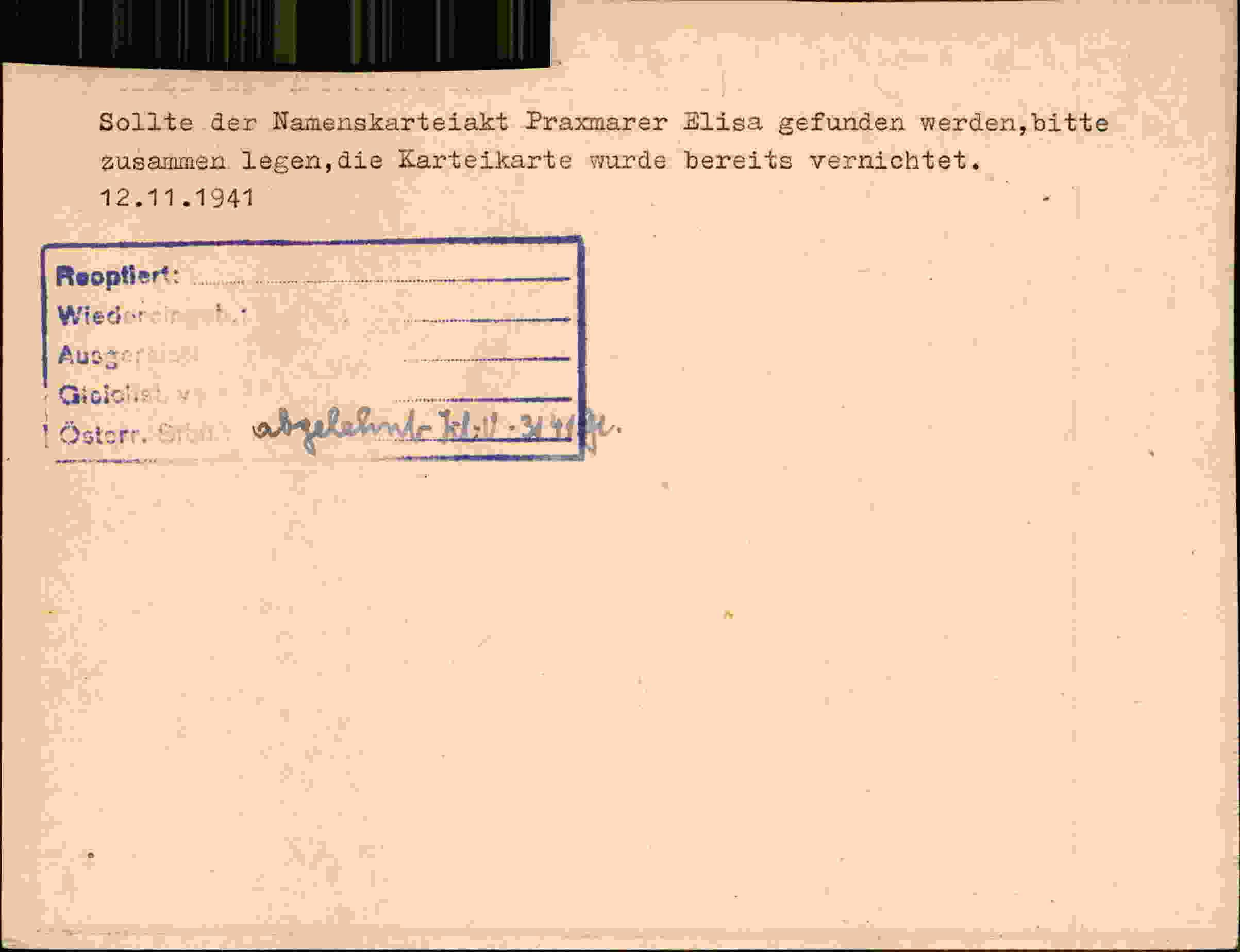 Rückseite des Dokuments