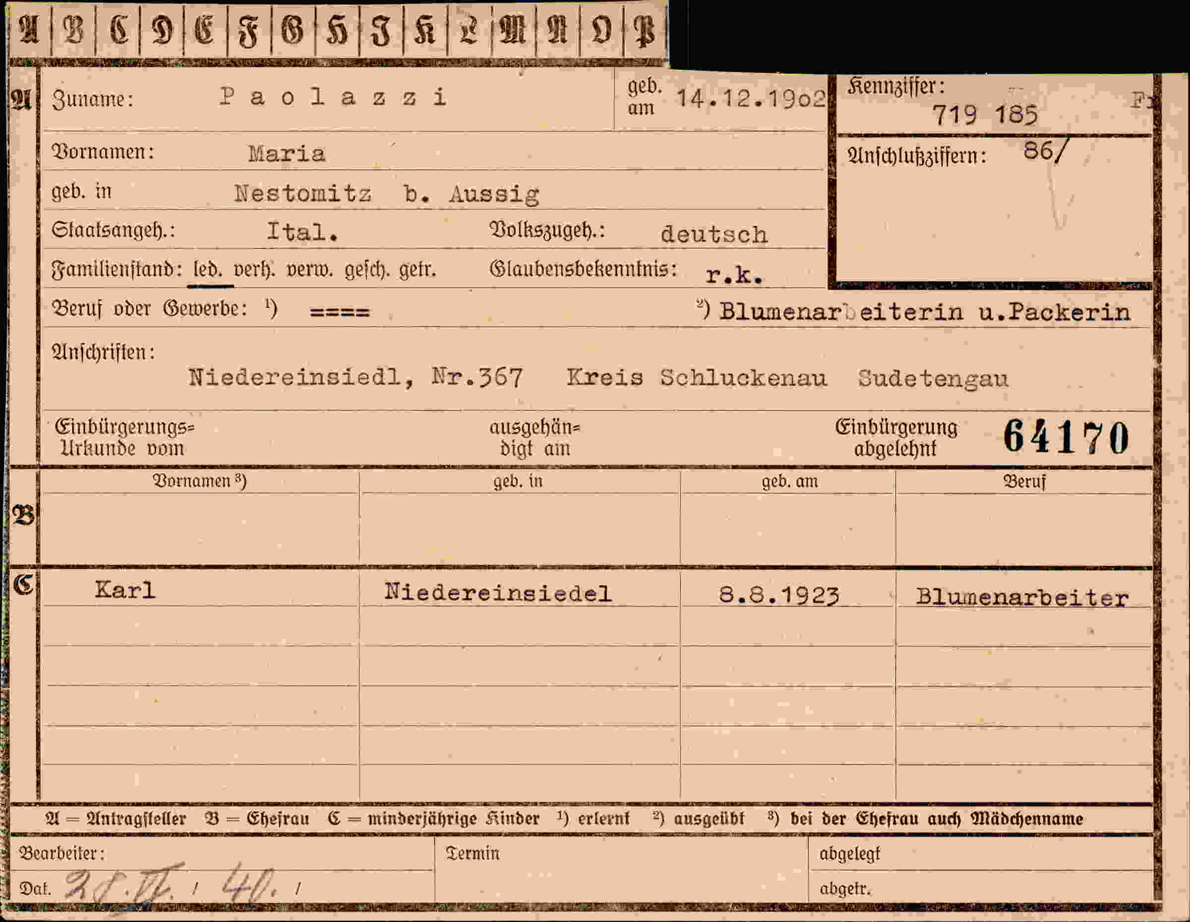 Dokument für Maria Paolazzi