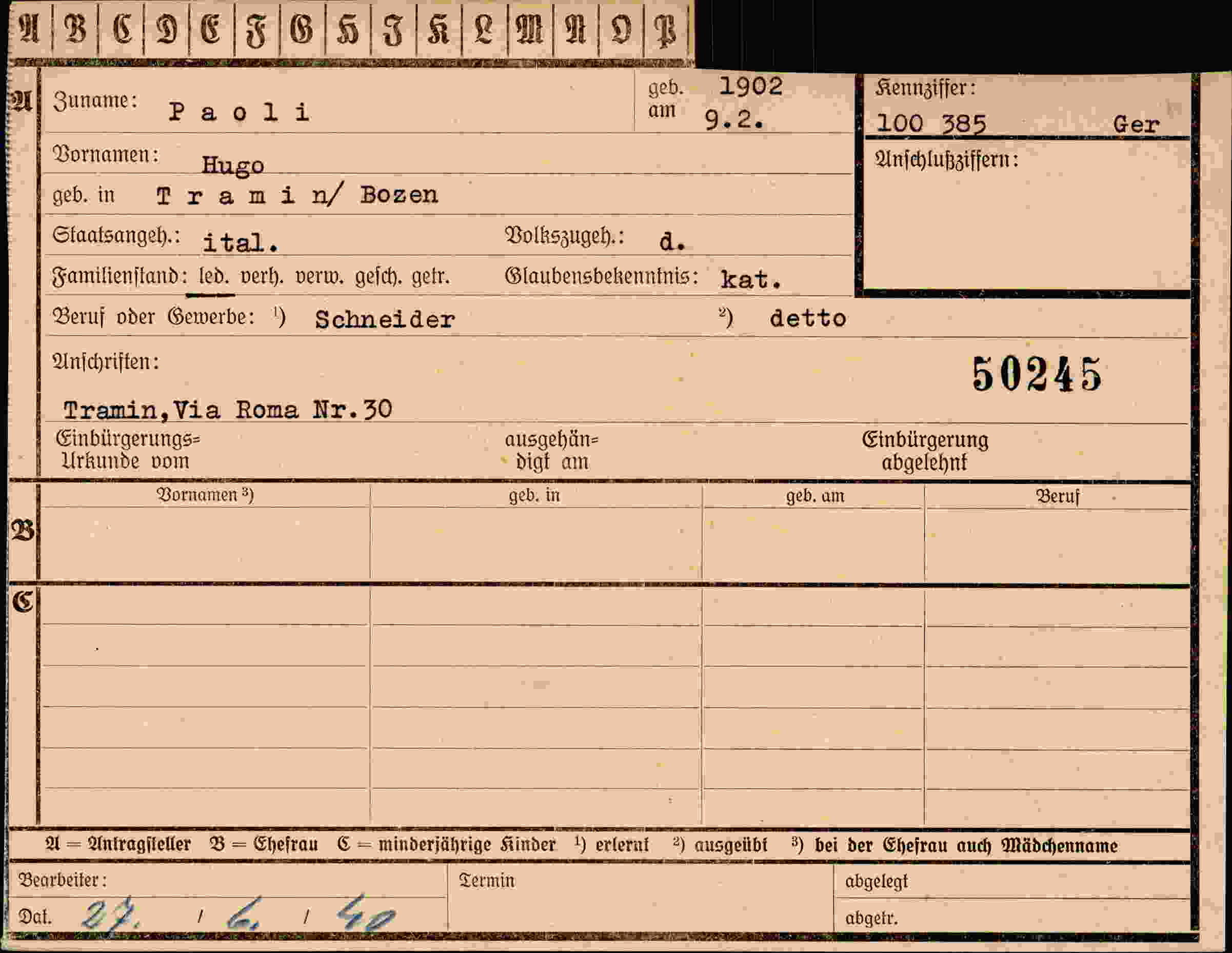 Dokument für Hugo Paoli