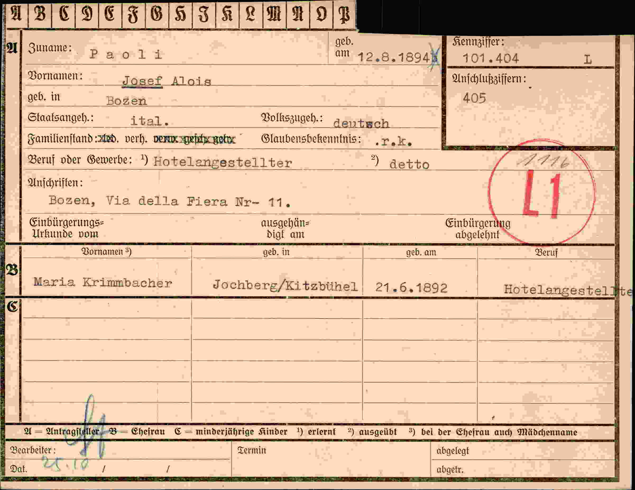 Vorderseite des Dokuments