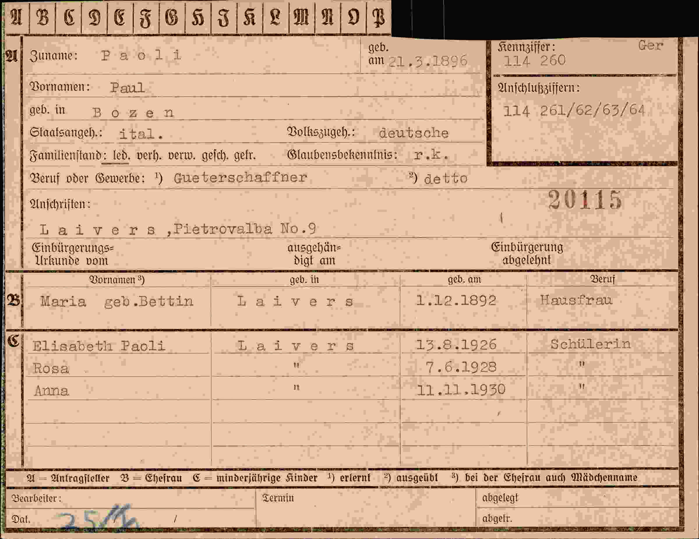 Dokument für Paul Paoli