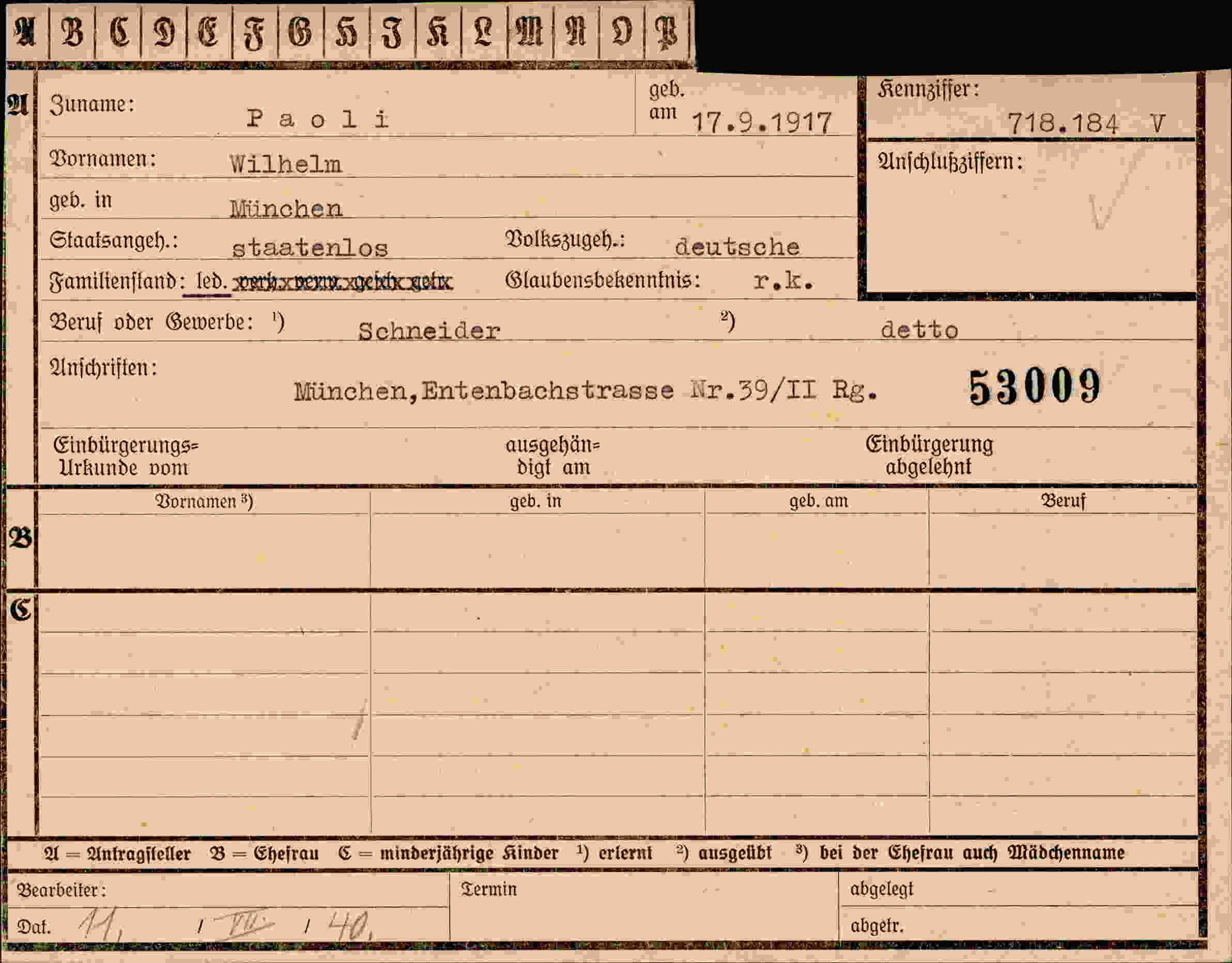 Dokument für Wilhelm Paoli