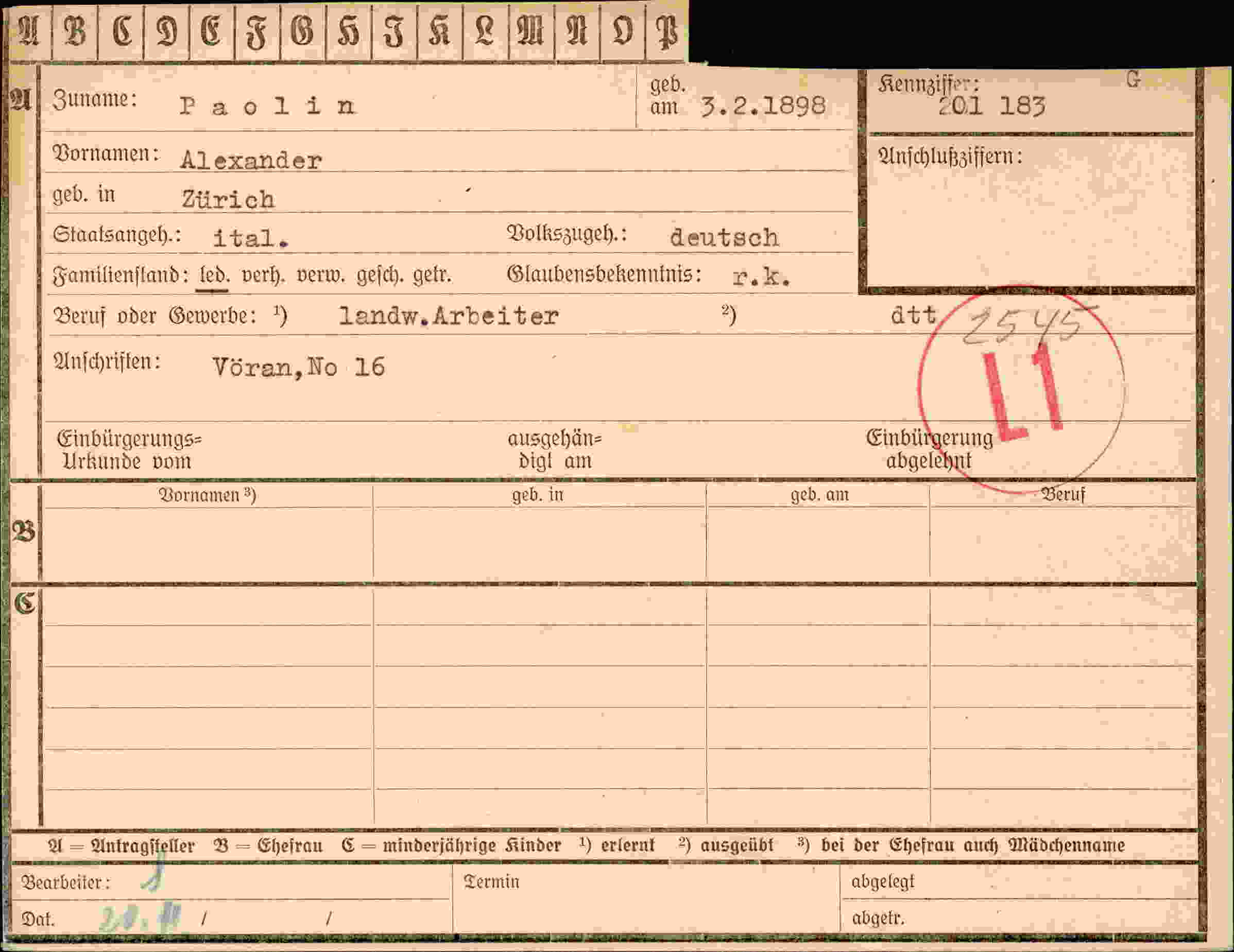 Dokument für Alexander Paolin