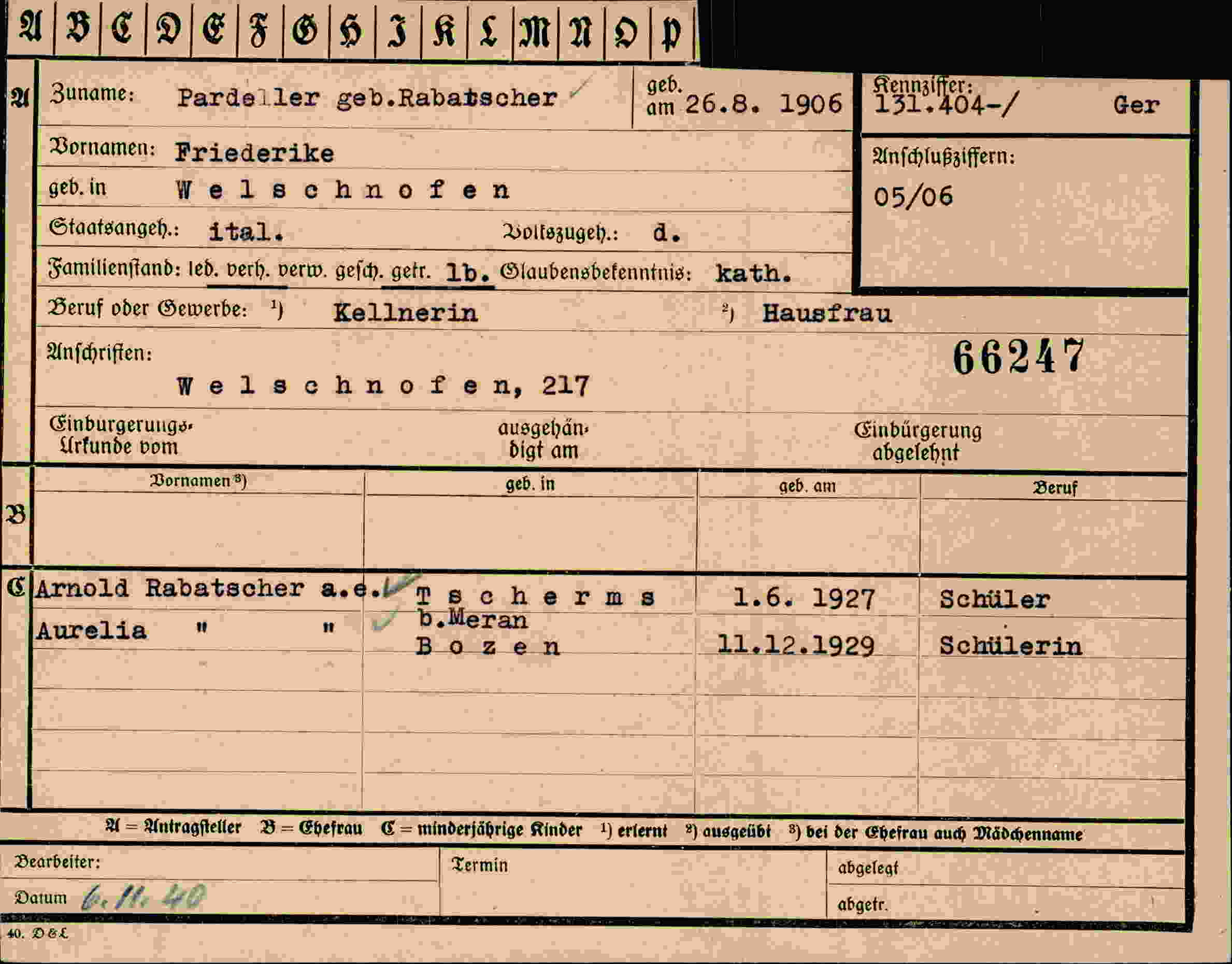 Vorderseite des Dokuments