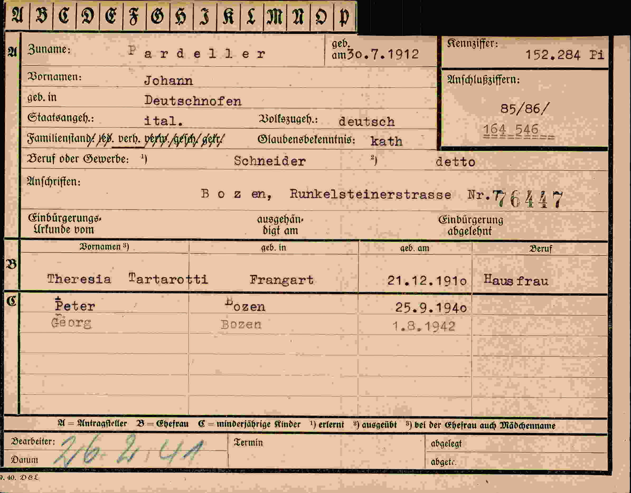 Vorderseite des Dokuments