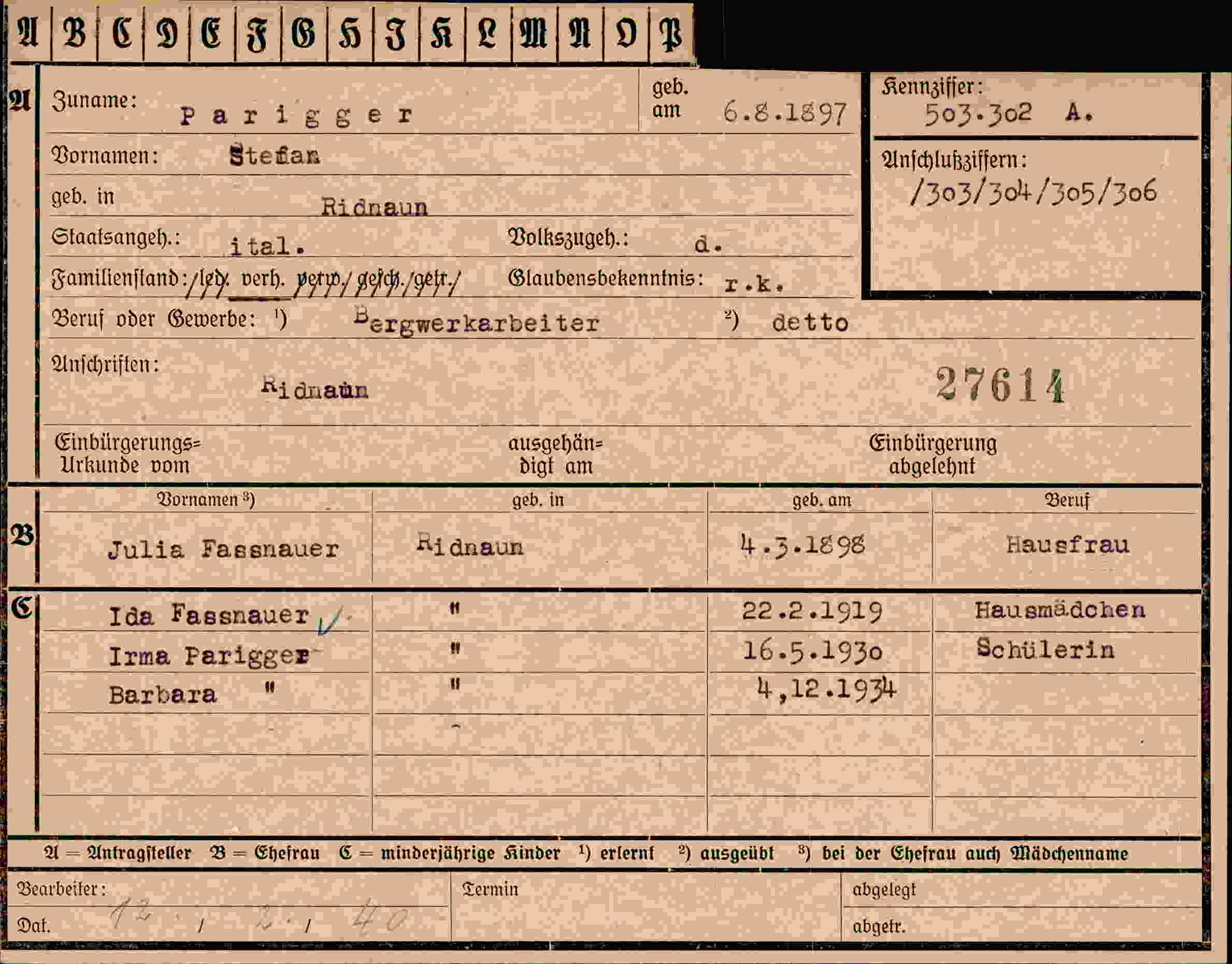 Dokument für Stefan Parigger