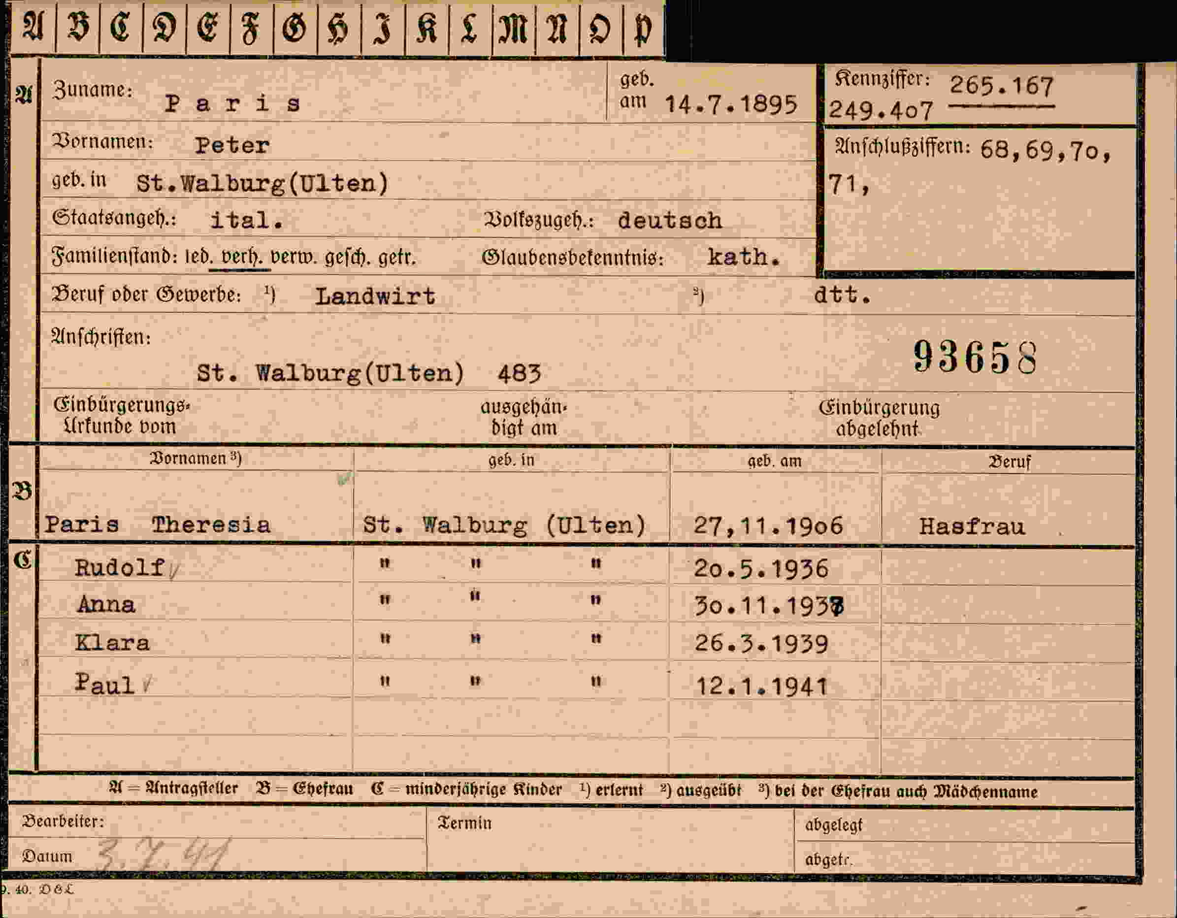 Vorderseite des Dokuments