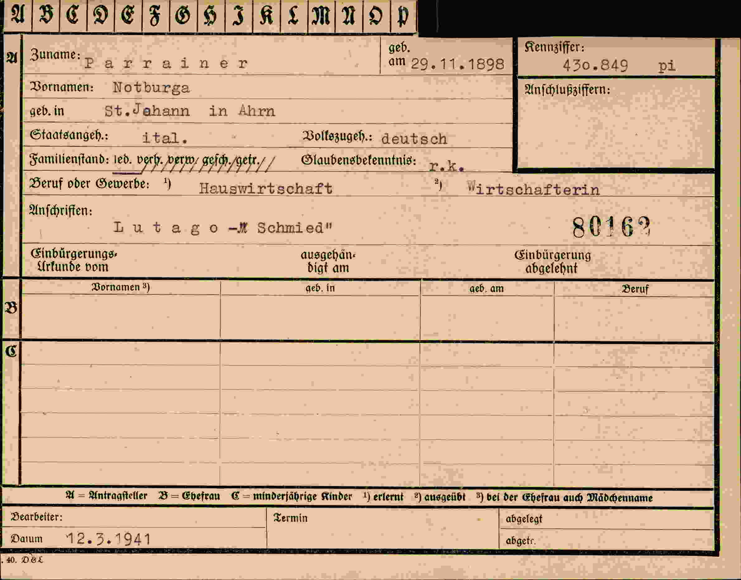 Dokument für Notburga Parrainer