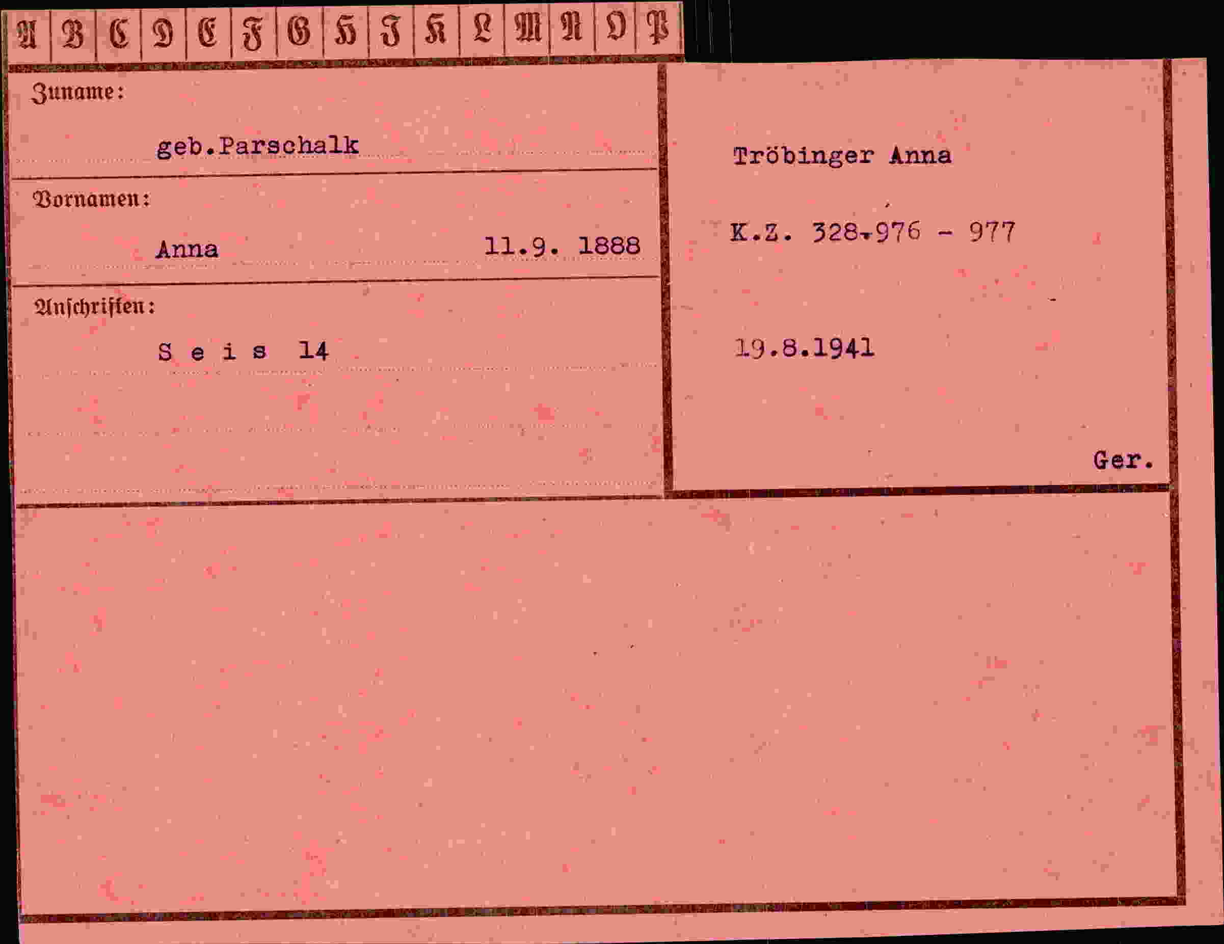 Vorderseite des Dokuments