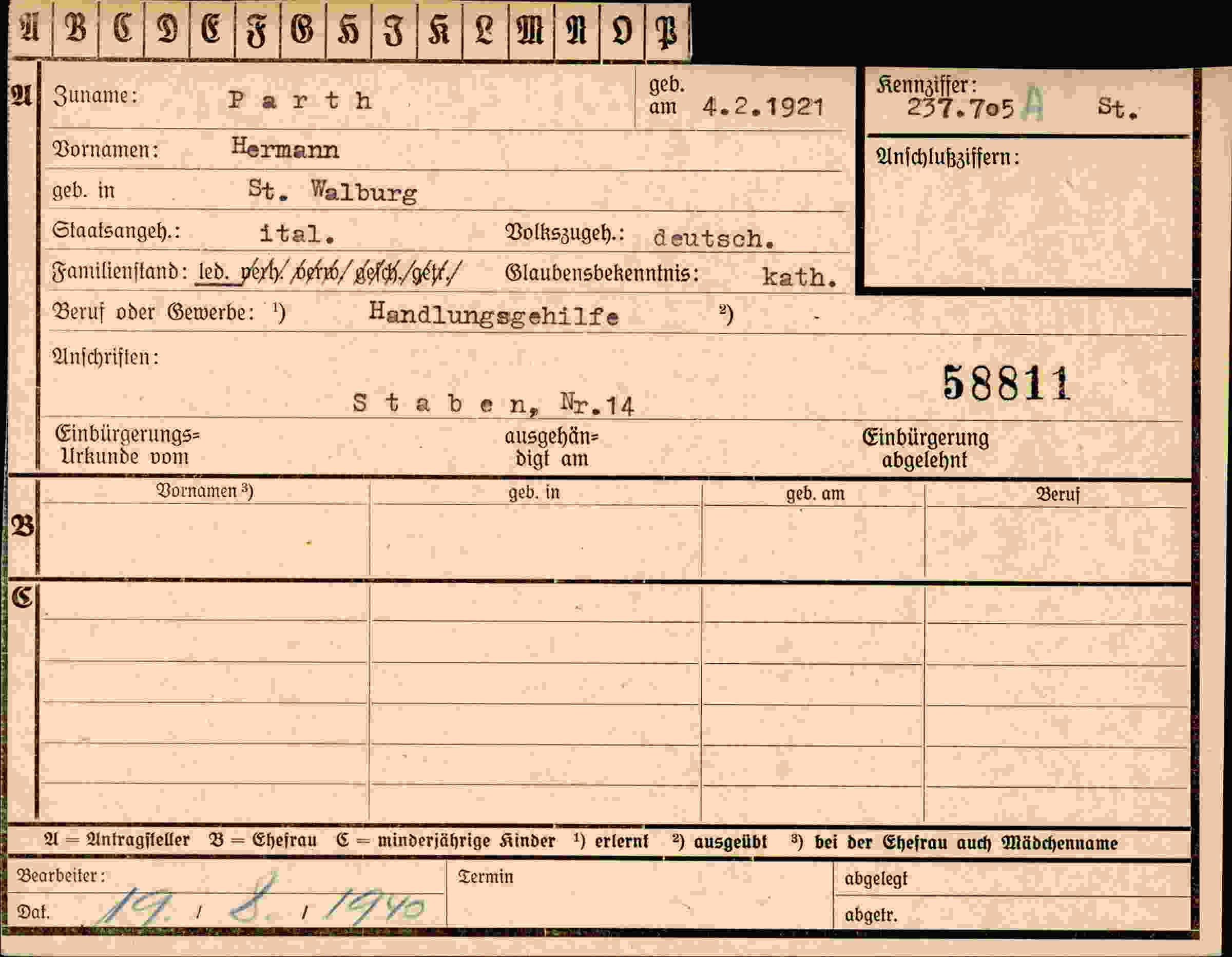 Dokument für Hermann Parth