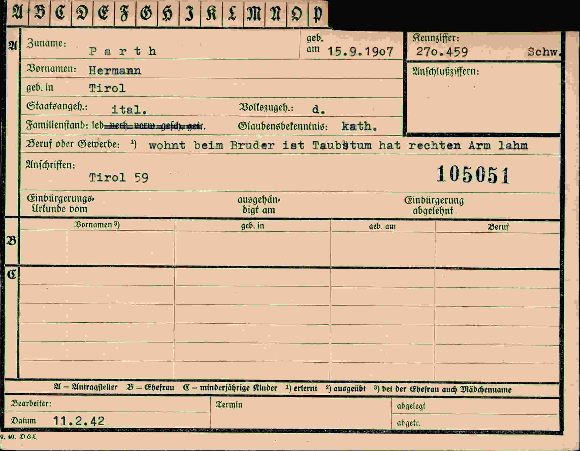 Dokument für Hermann Parth