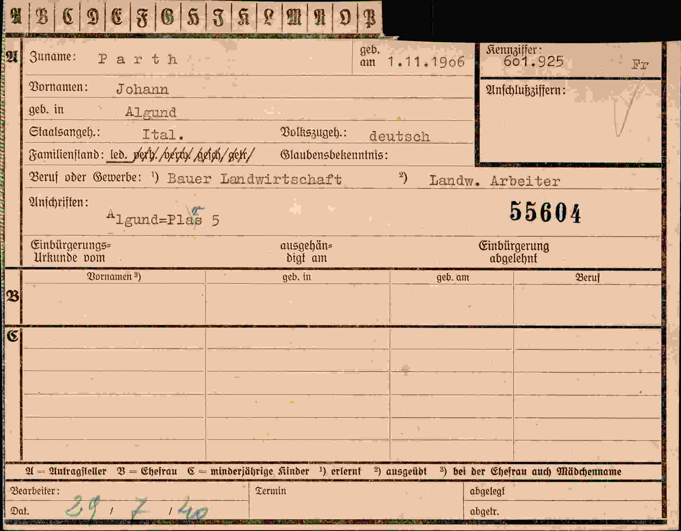 Dokument für Johann Parth