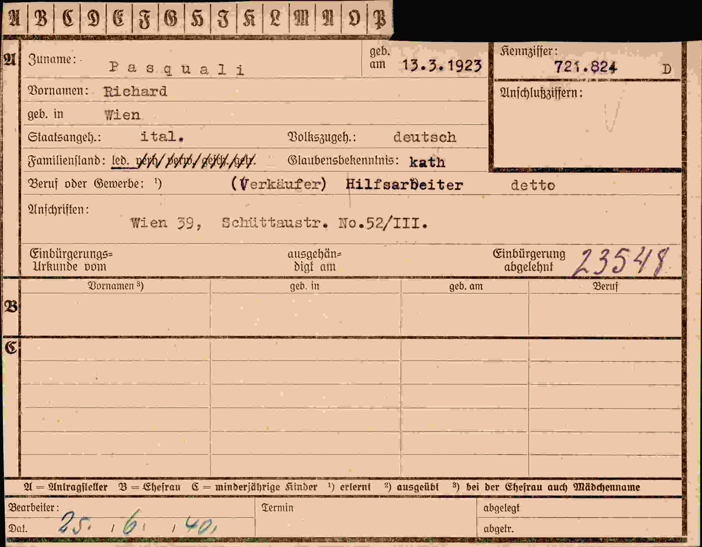 Dokument für Richard Pasquali