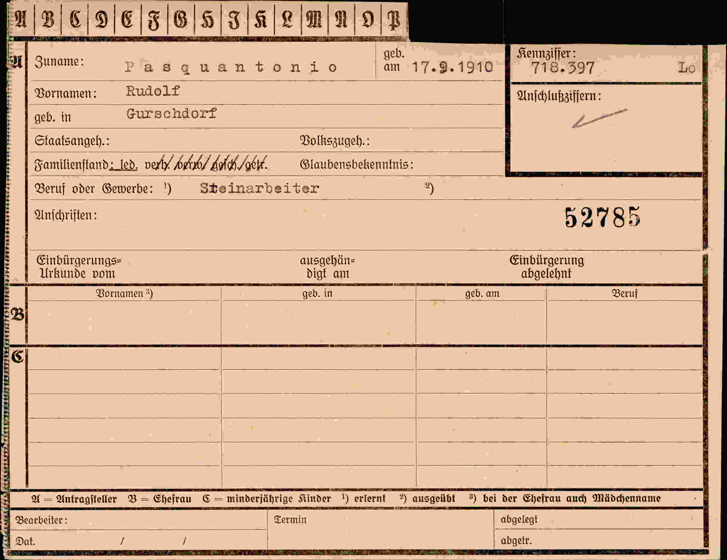 Dokument für Rudolf Pasquantonio
