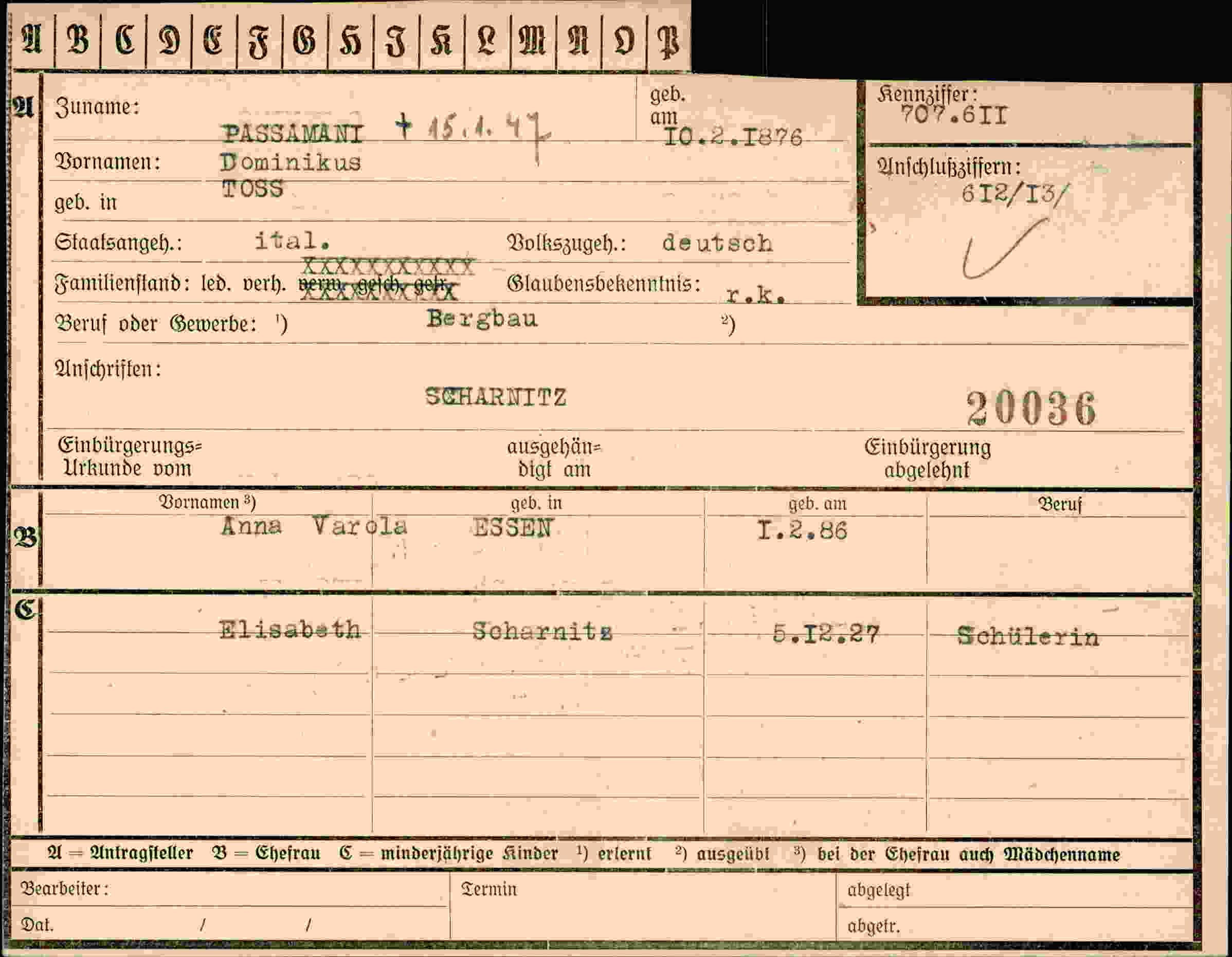 Dokument für Dominikus Paissamani