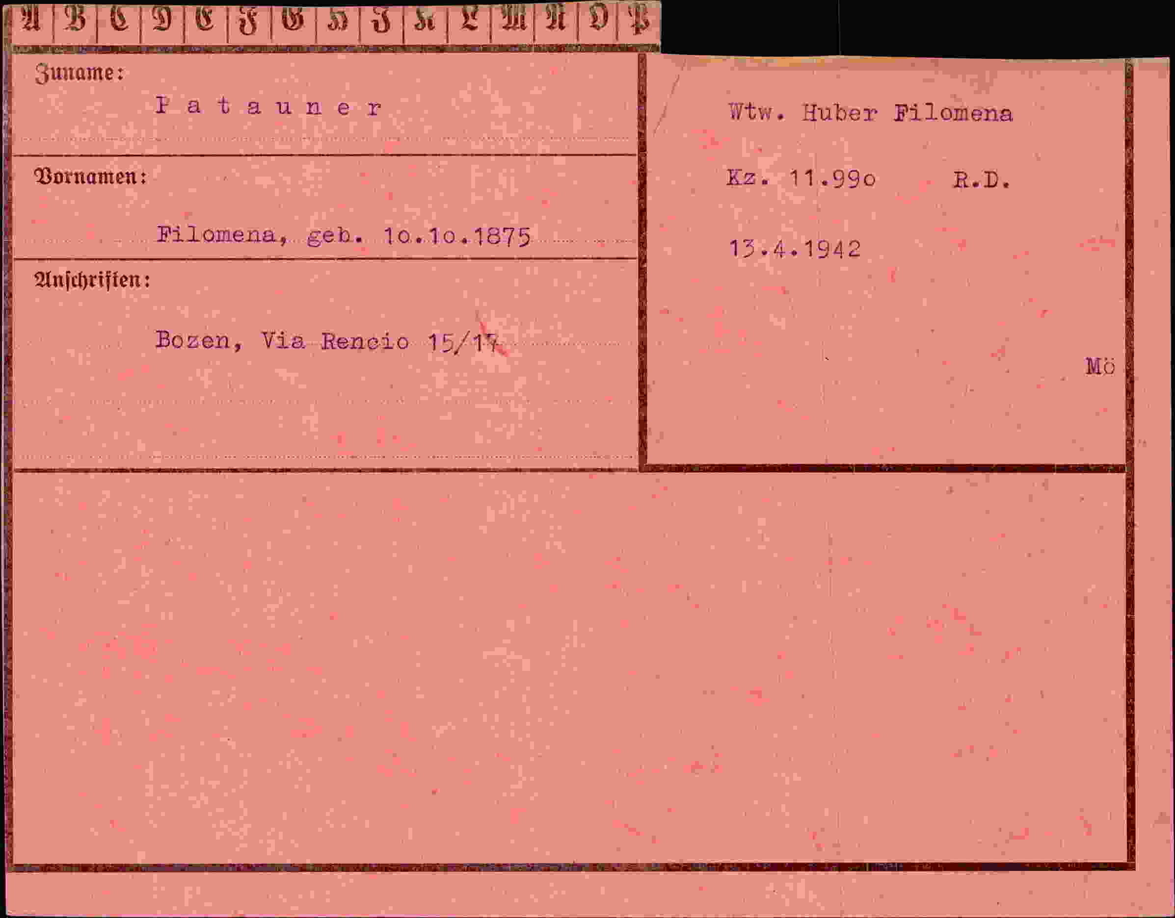 Vorderseite des Dokuments
