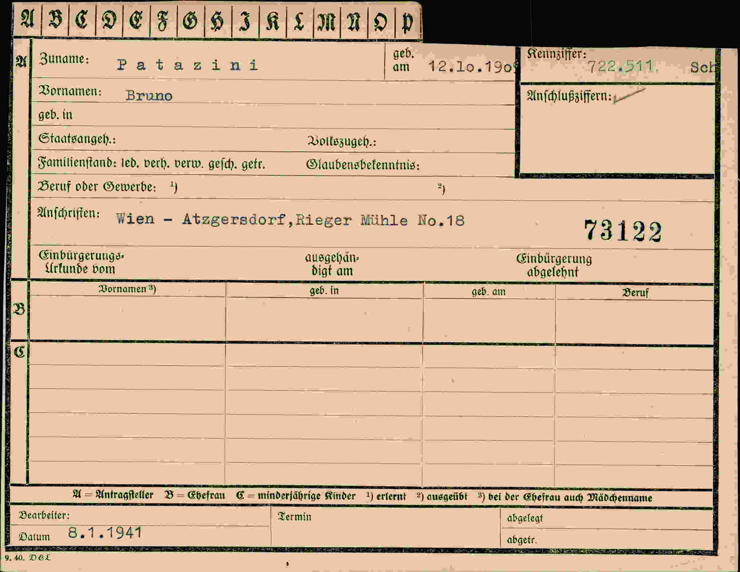 Vorderseite des Dokuments