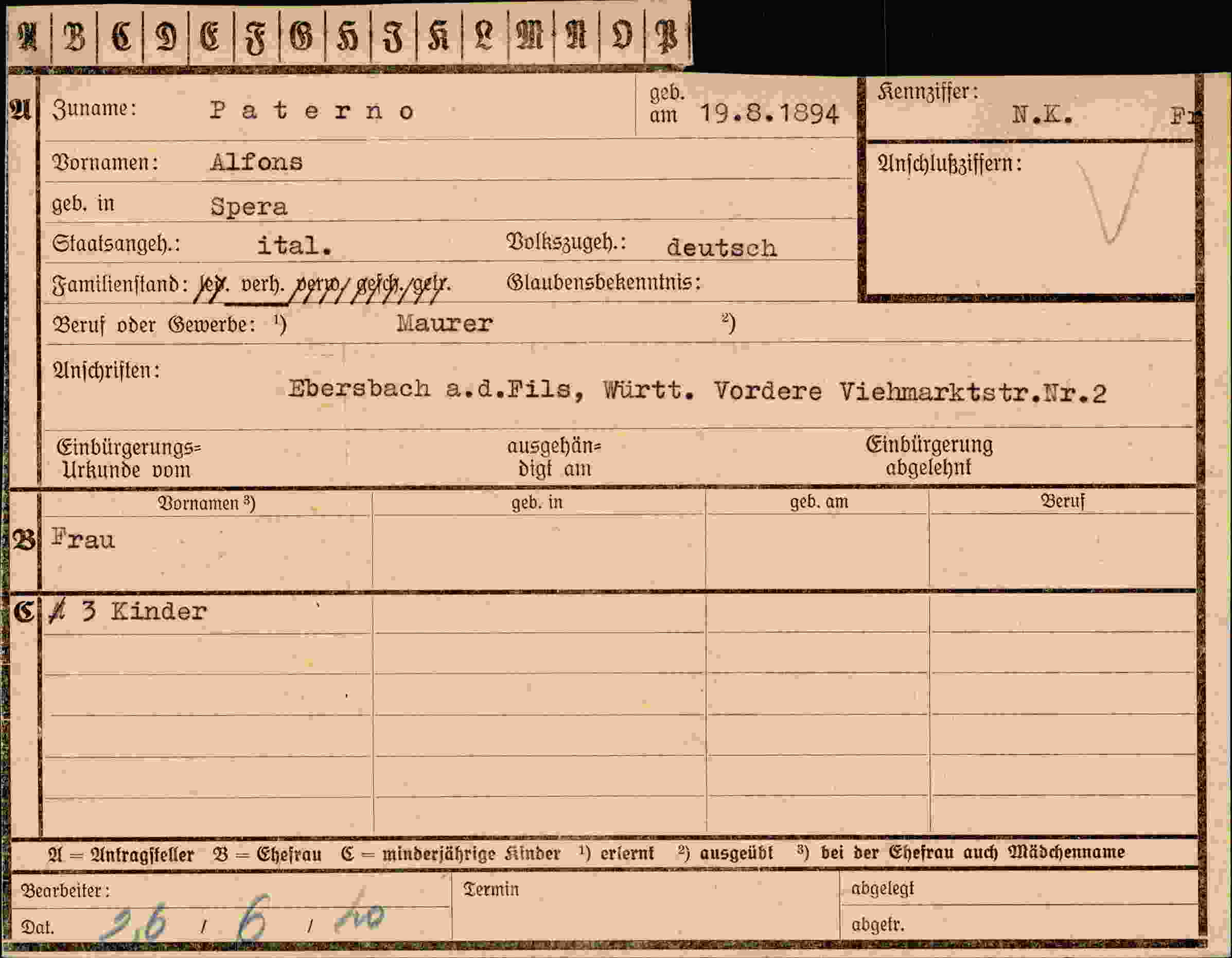 Dokument für Alfons Paterno
