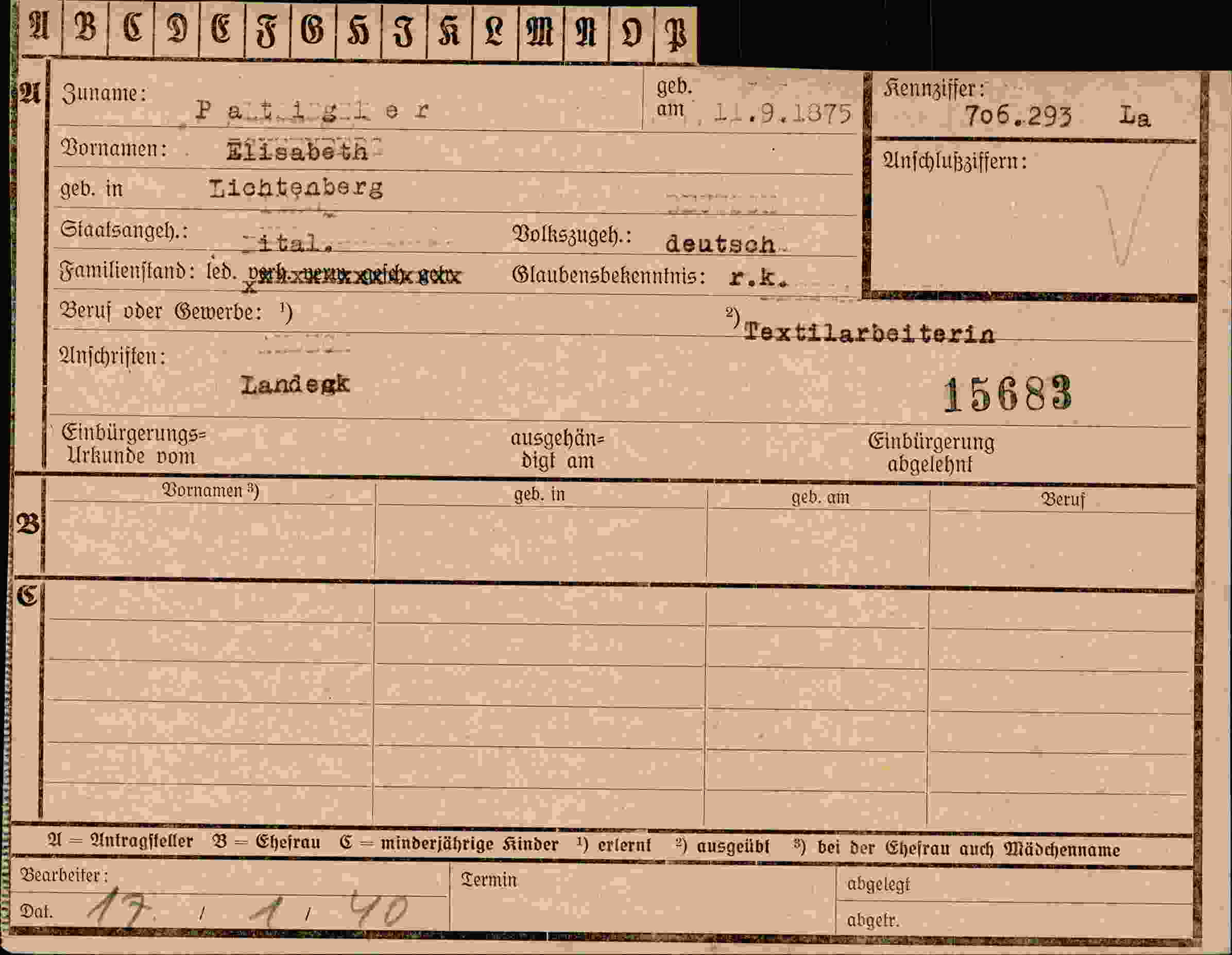 Vorderseite des Dokuments