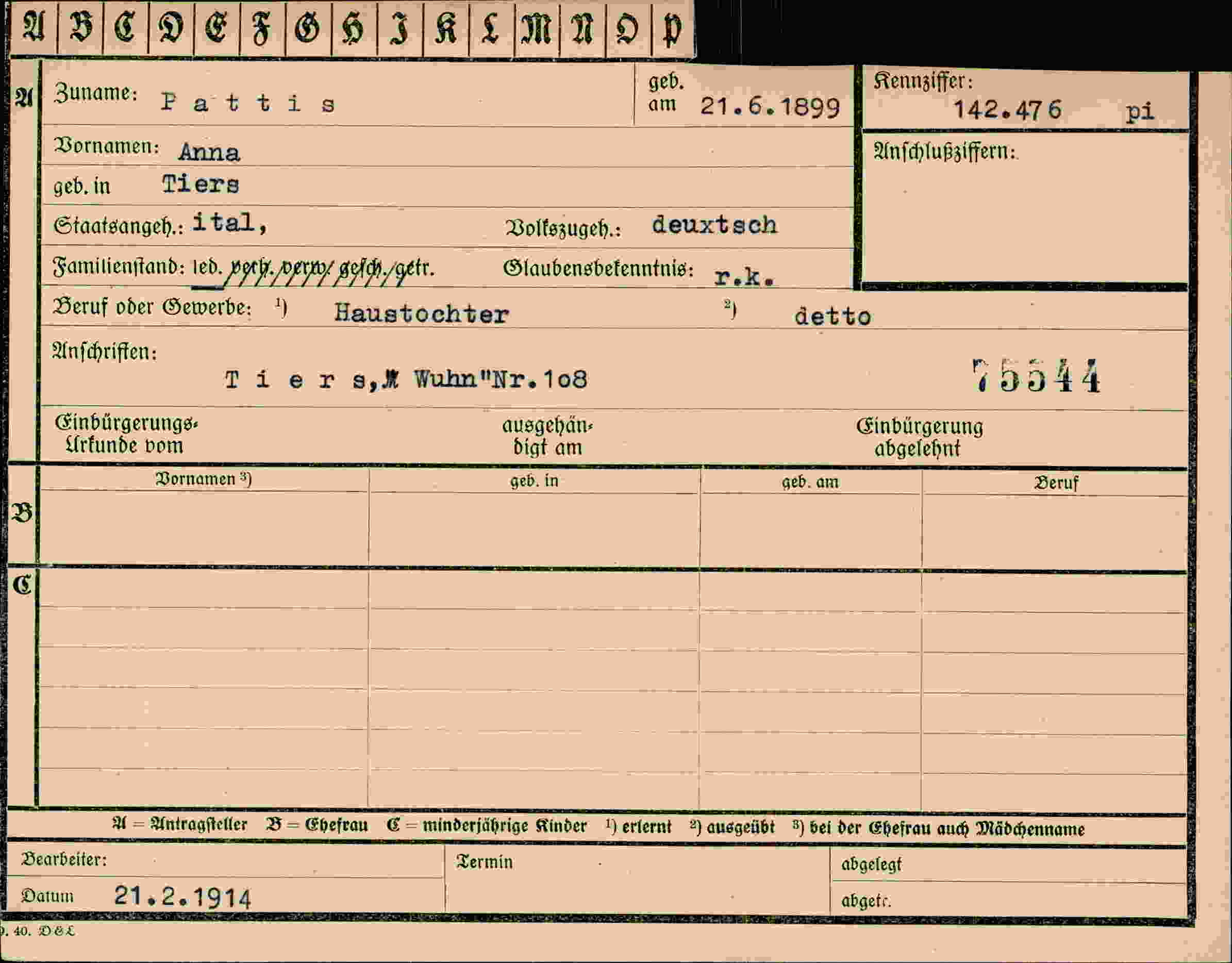 Dokument für Anna Pattis