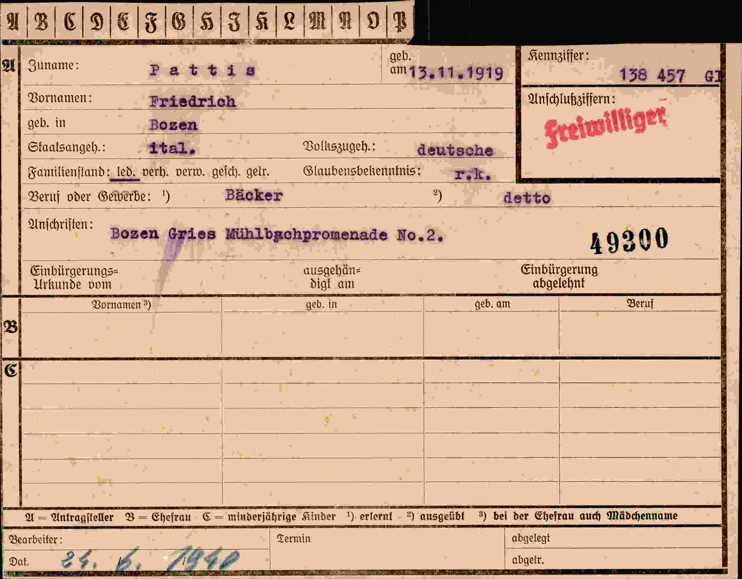 Dokument für Friedrich Pattis