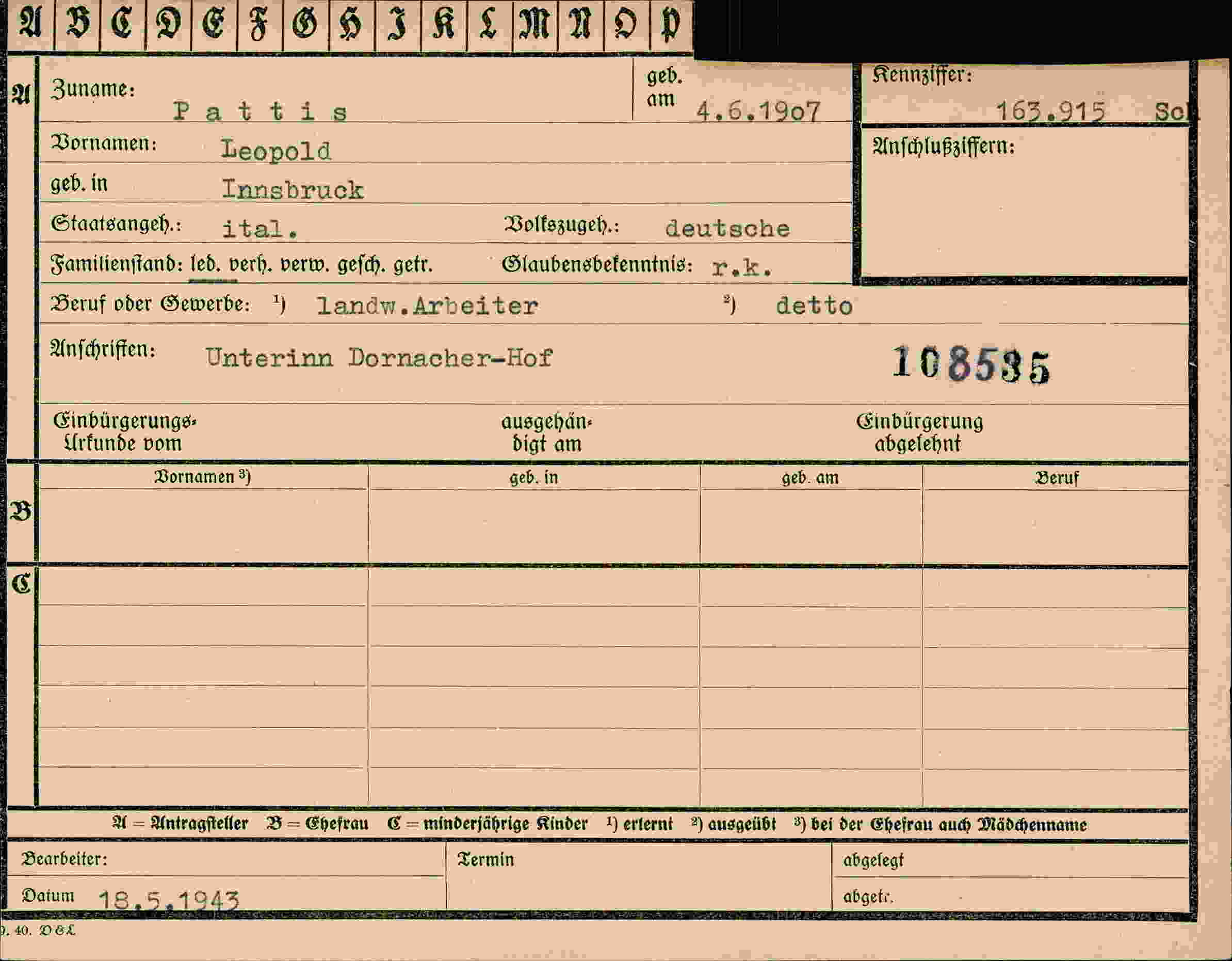 Dokument für Leopold Pattis