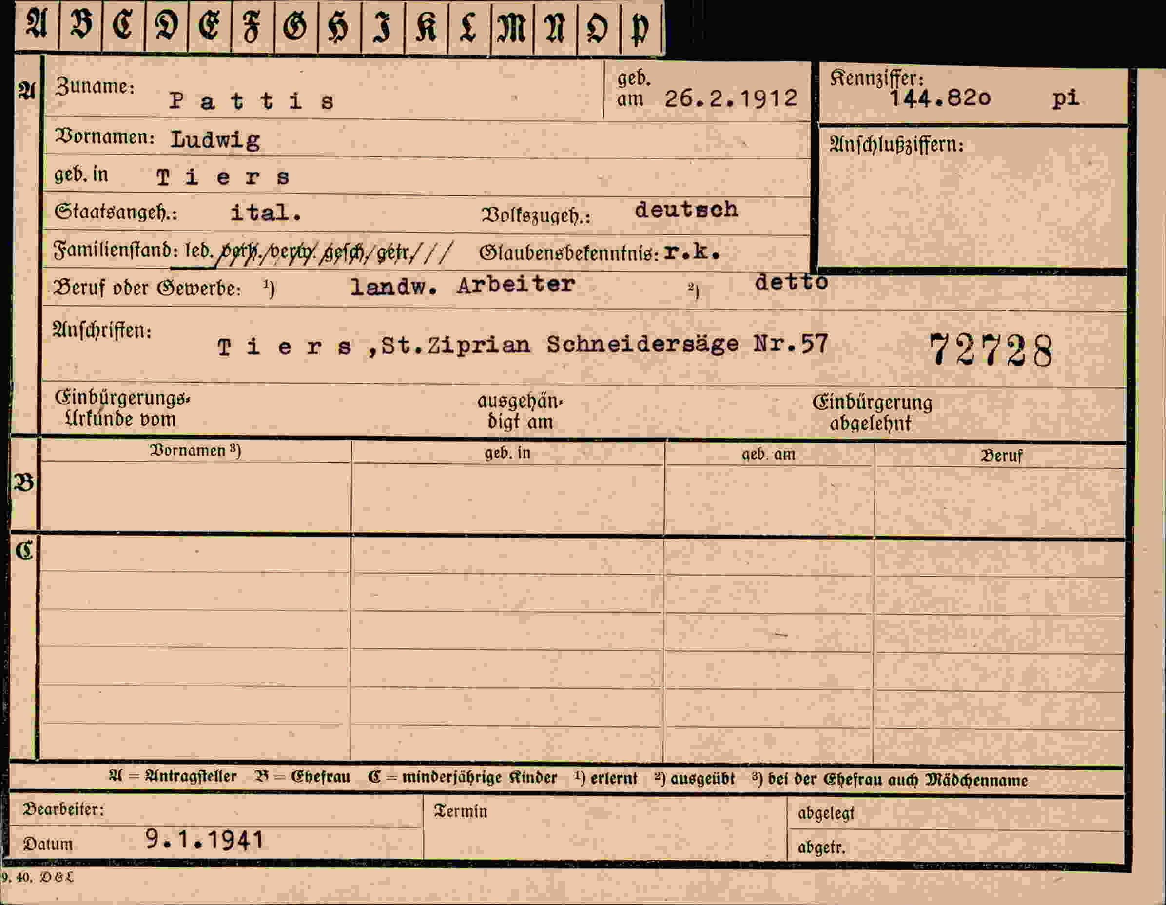 Vorderseite des Dokuments