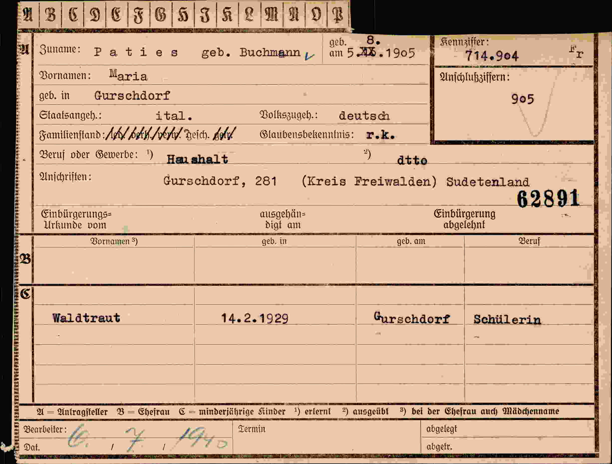 Vorderseite des Dokuments