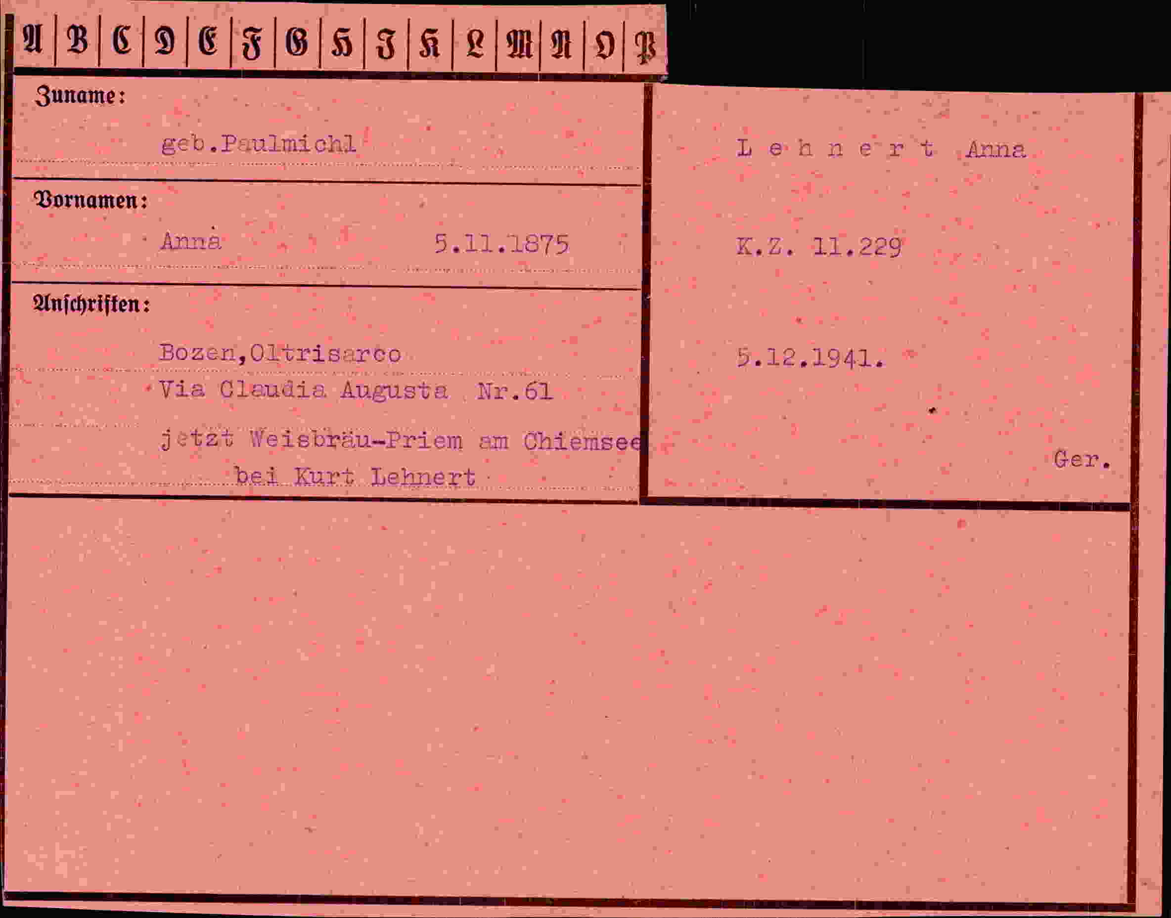 Vorderseite des Dokuments