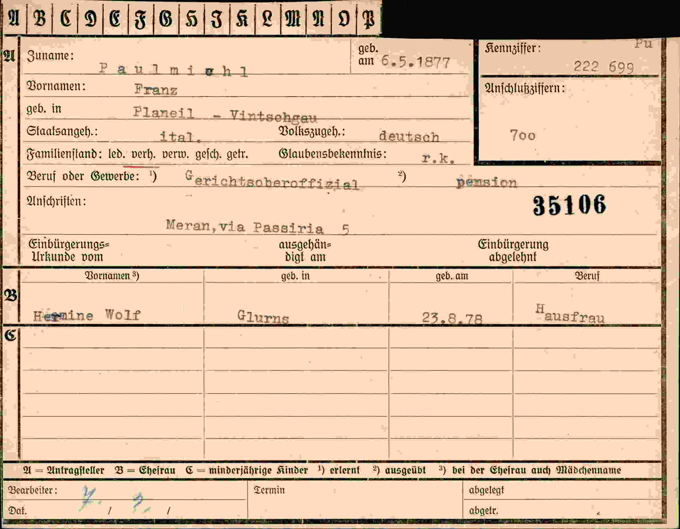 Dokument für Franz Paulm