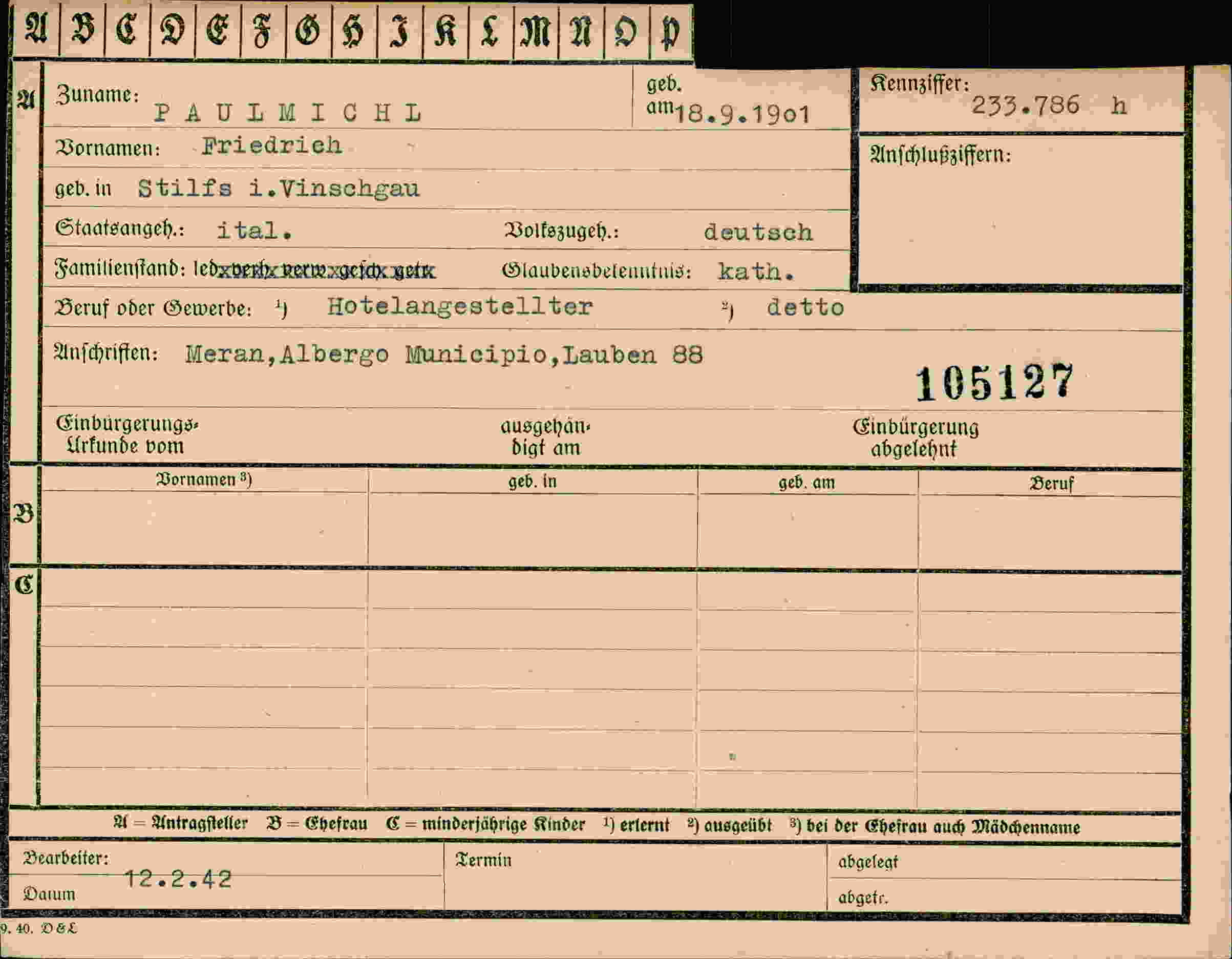Dokument für Friedrich Paulmichl
