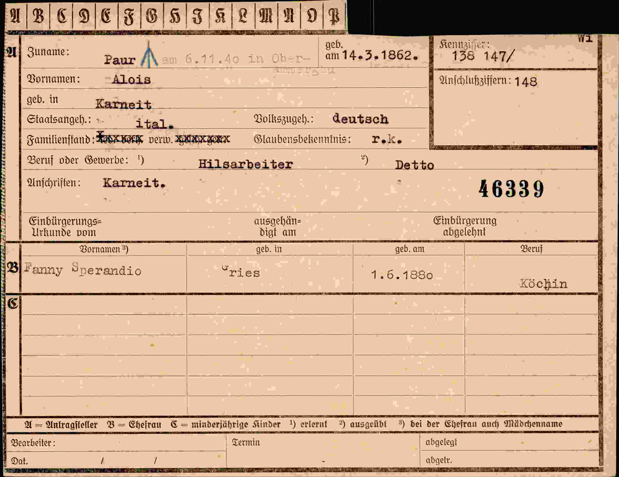 Vorderseite des Dokuments