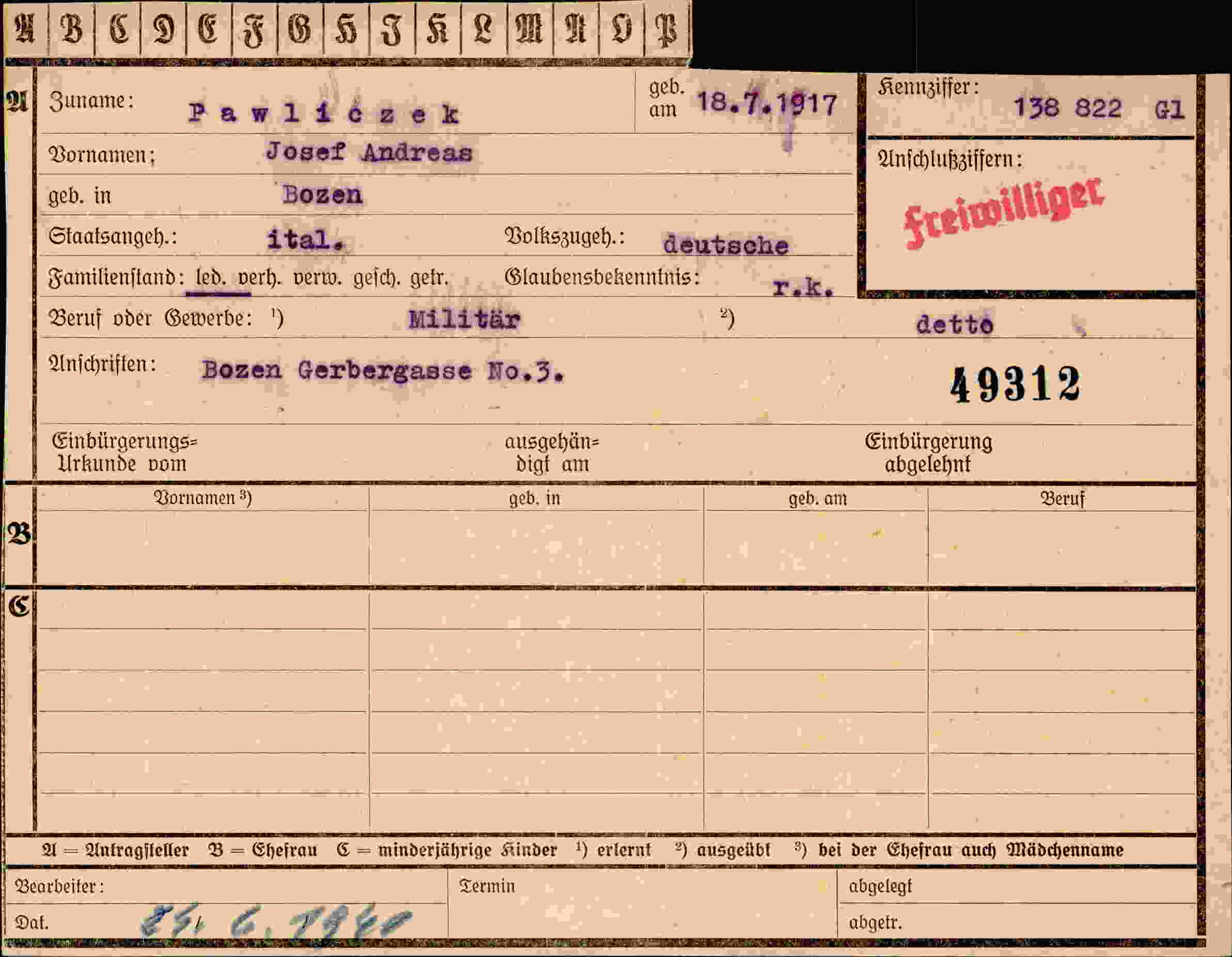 Dokument für Josef Andreas Pawliczek
